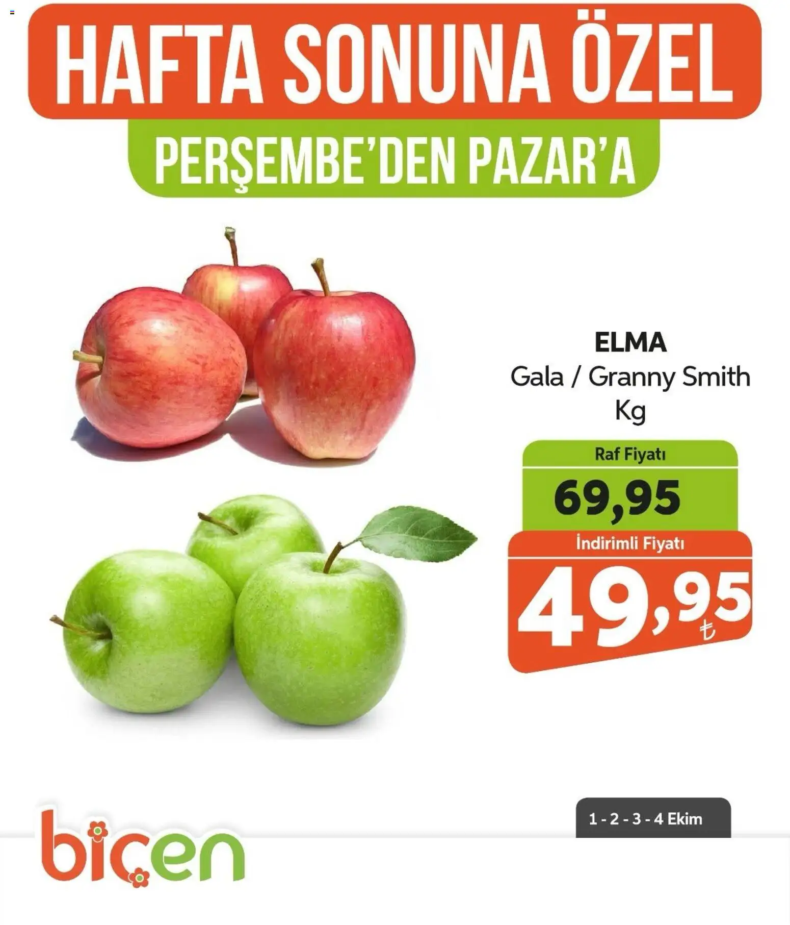 Biçen Market - Hafta Sonuna Özel - Meyve İndirimi - 01 Ekim 2026 tarihinden itibaren geçerlidir | Sayfa: 16 | Ürünler: Raf, Elma