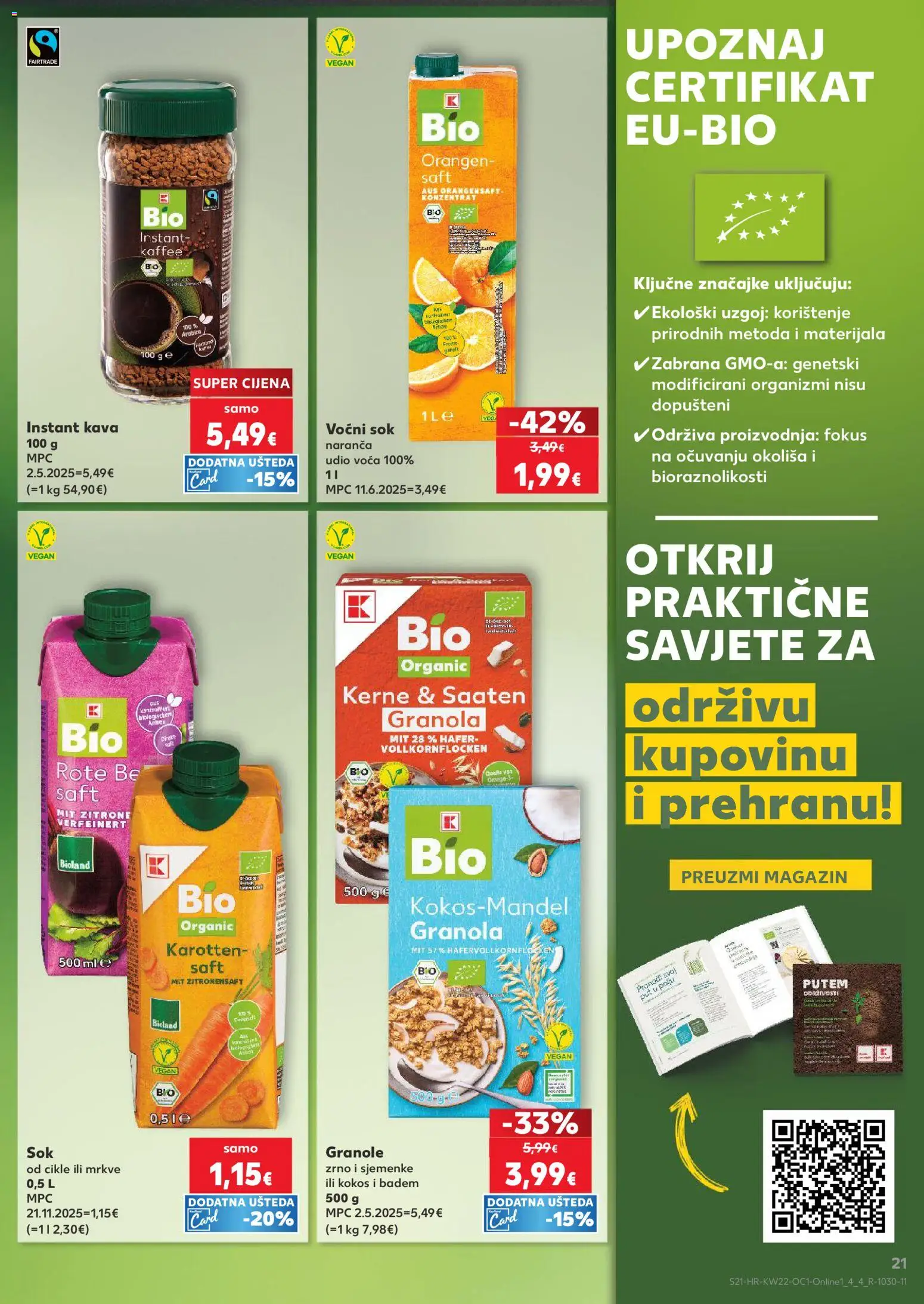 Kaufland HR akciós ujság - amely érvényes a következő dátumtól: 27.05.2026 | Oldal: 21 | Termékek: Granola, Vegán