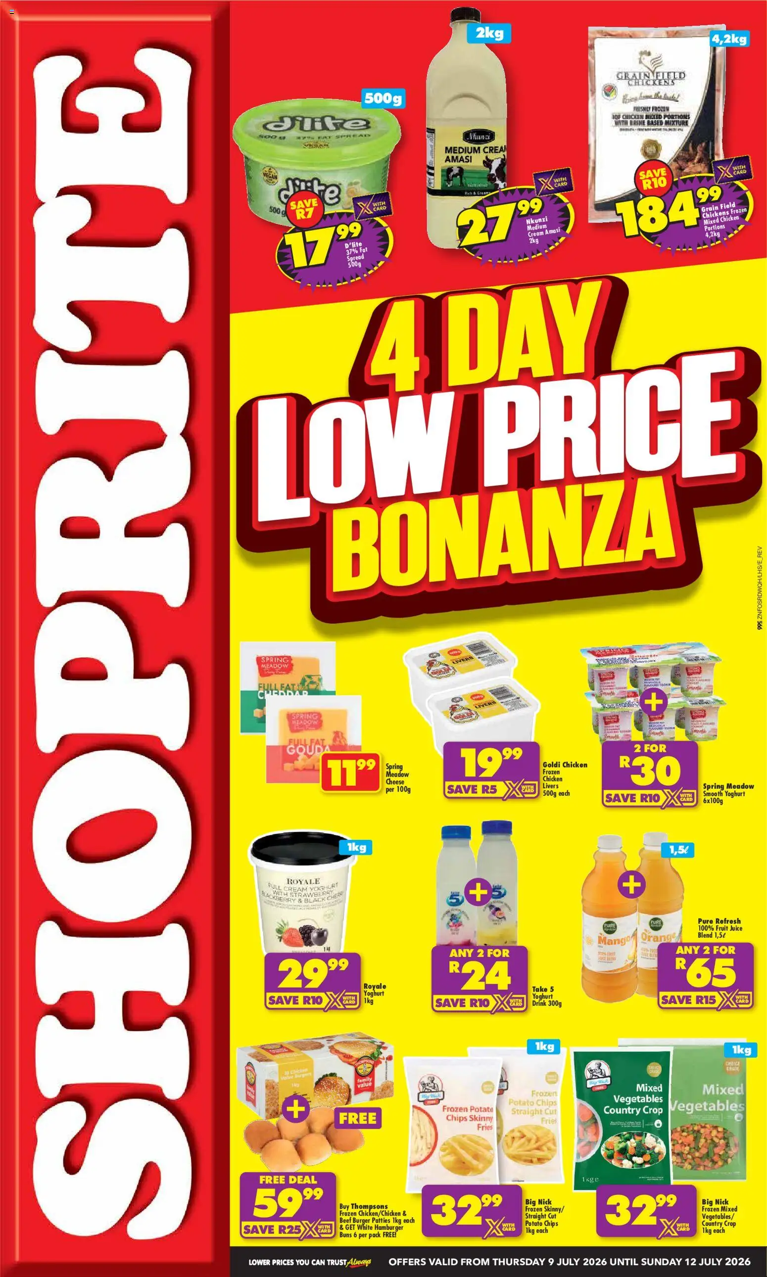 New Shoprite catalogue – valid from 09/07/2026 | Page: 1 | Products: Yoghurt, Buns, Chips, Fruit