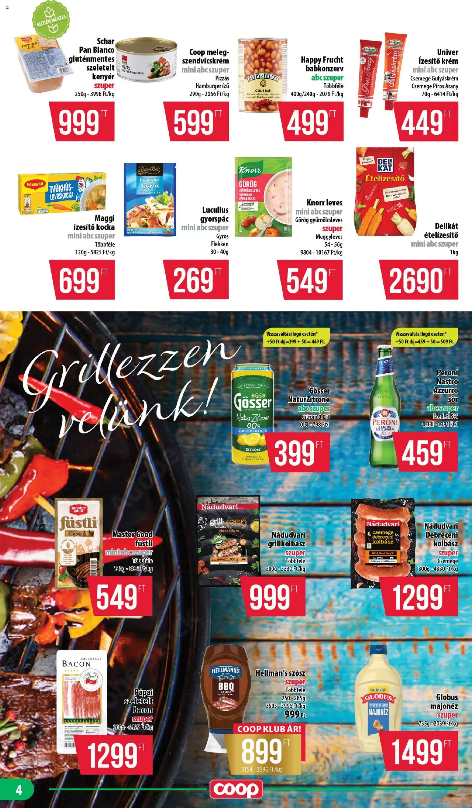 COOP akciós ujság - amely érvényes a következő dátumtól: 25.06.2026 | Oldal: 4 | Termékek: Pizza, Gluténmentes, Babkonzerv, Szósz