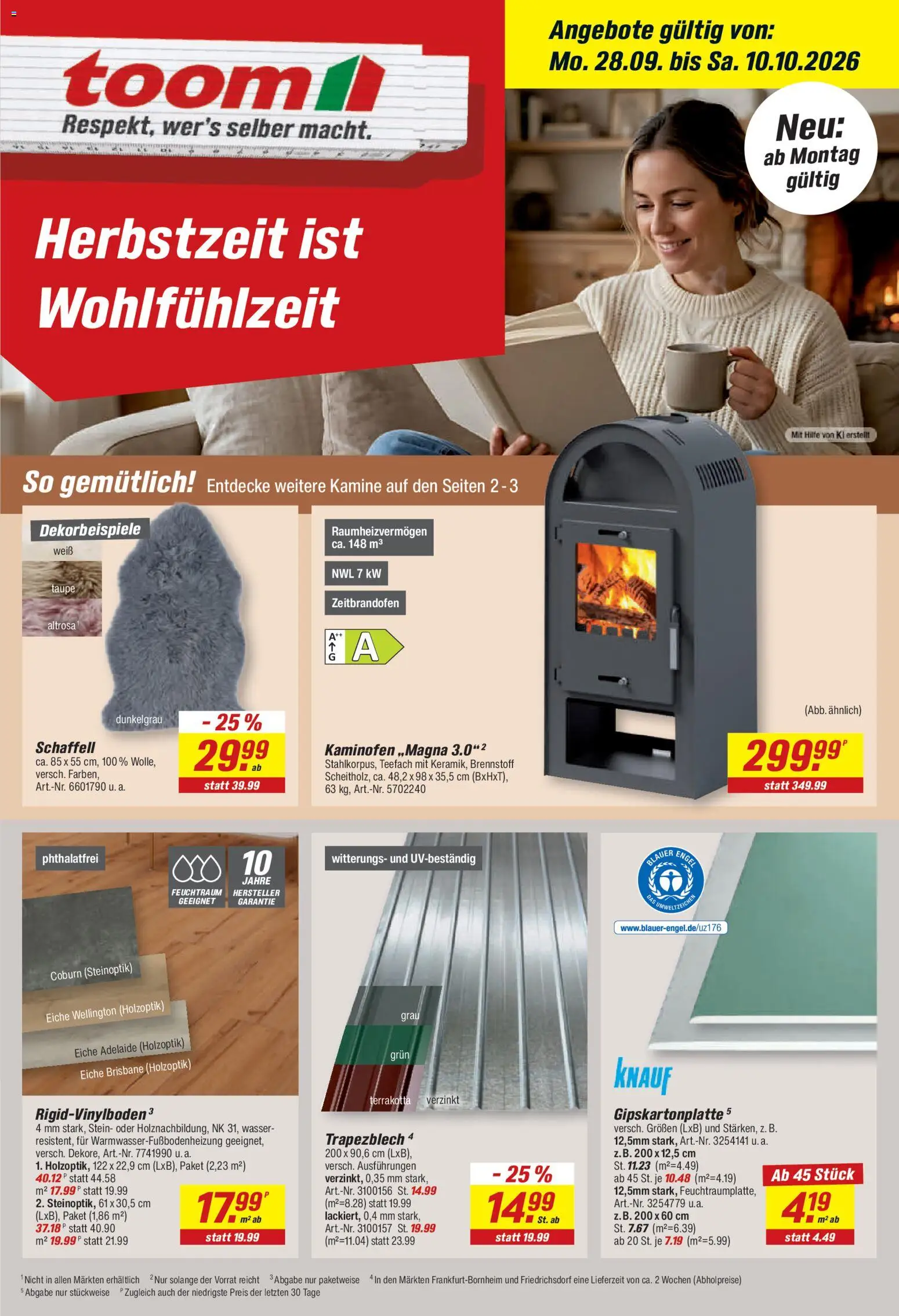 Toom Baumarkt Prospekt – gültig ab 28.09.2026 | Seite: 5 | Produkte: Kaminofen, Wasser