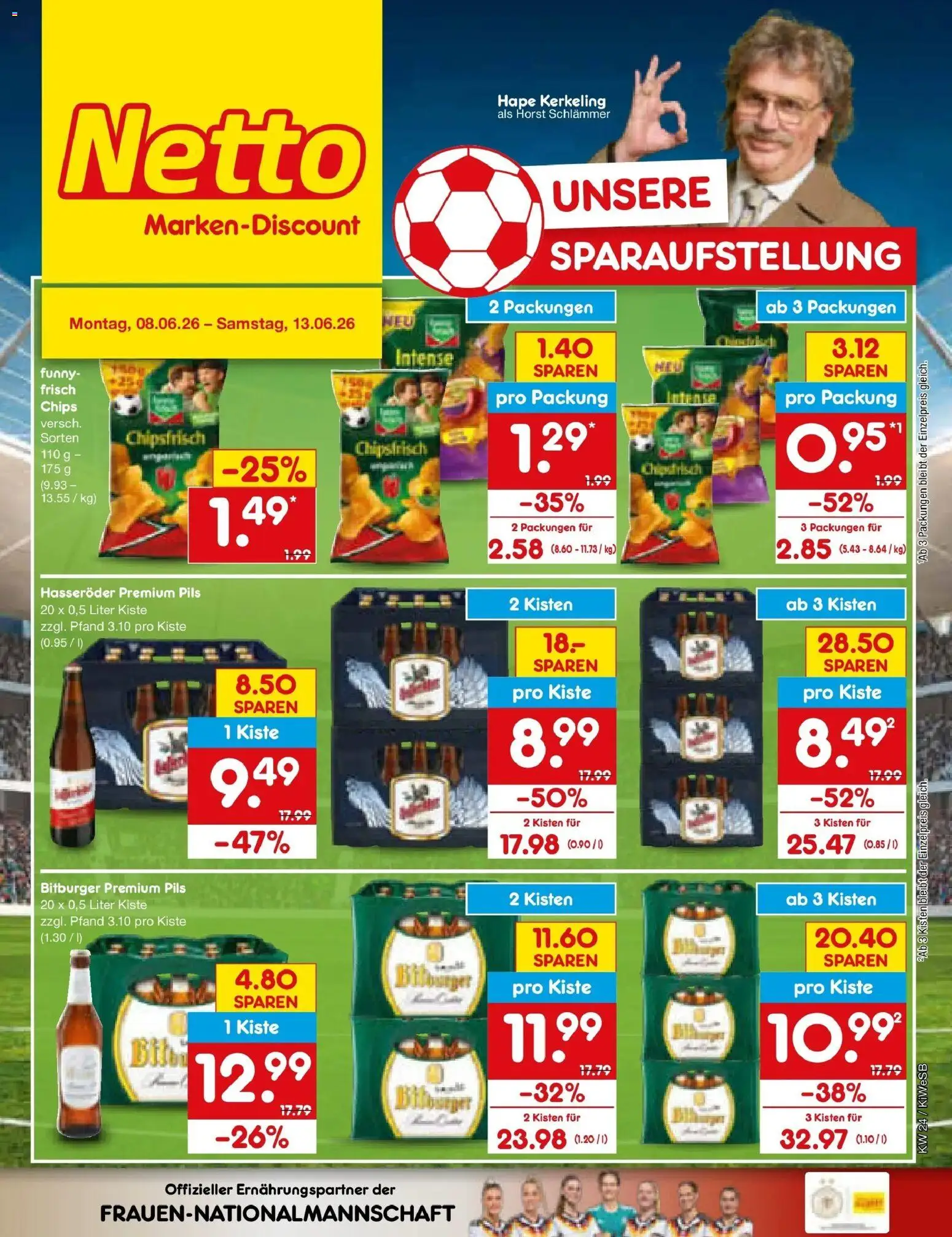 Netto Marken-Discount Prospekt Bad Friedrichshall – gültig ab 08.06.2026 | Seite: 3 | Produkte: Bitburger, Pils, Hasseröder, Chips