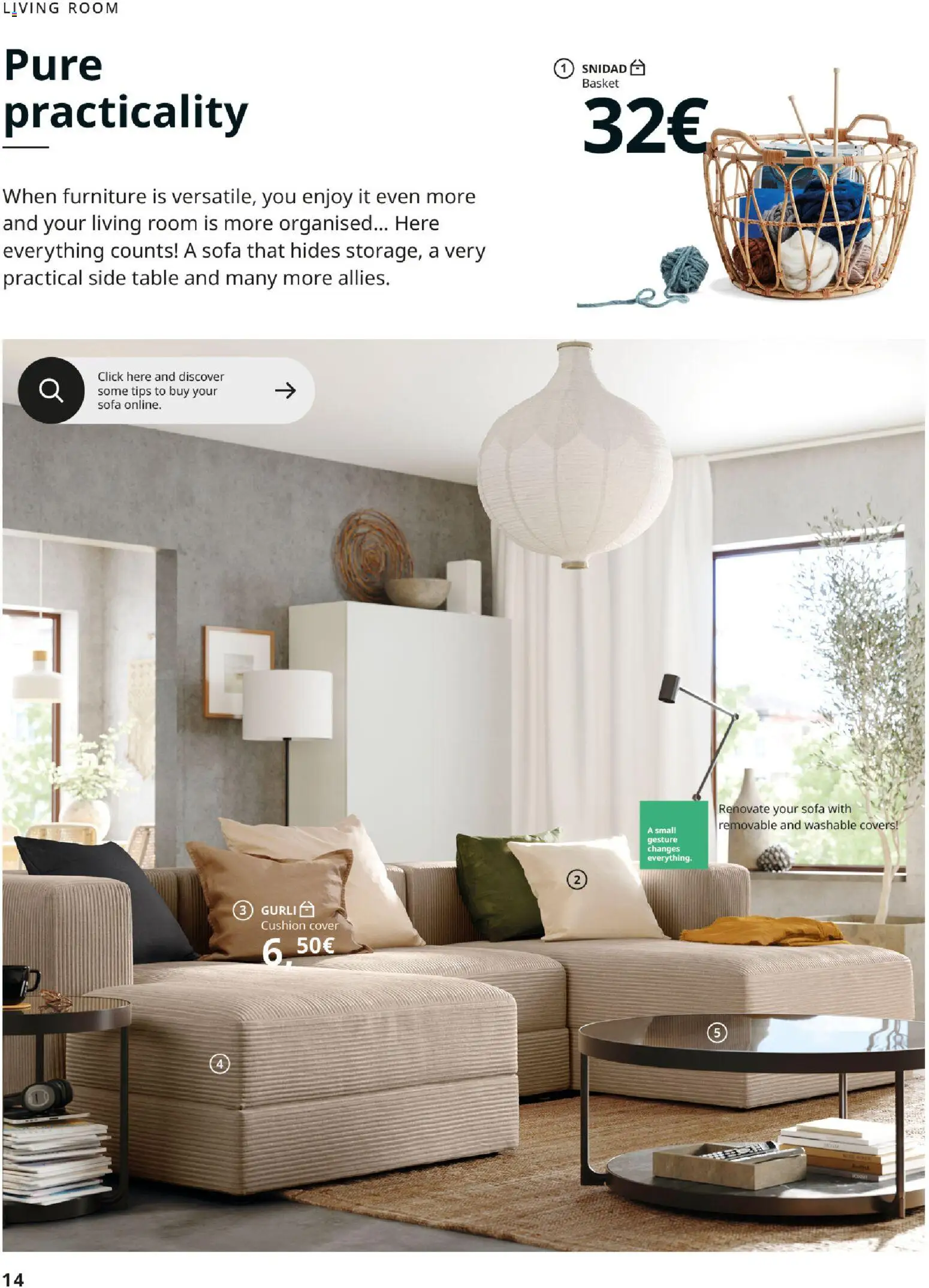 IKEA - Haz espacio para lo que más quieres Versión Inglés │ válido desde el 30/09/2026 | Página: 14 | Productos: Puré, Sofá