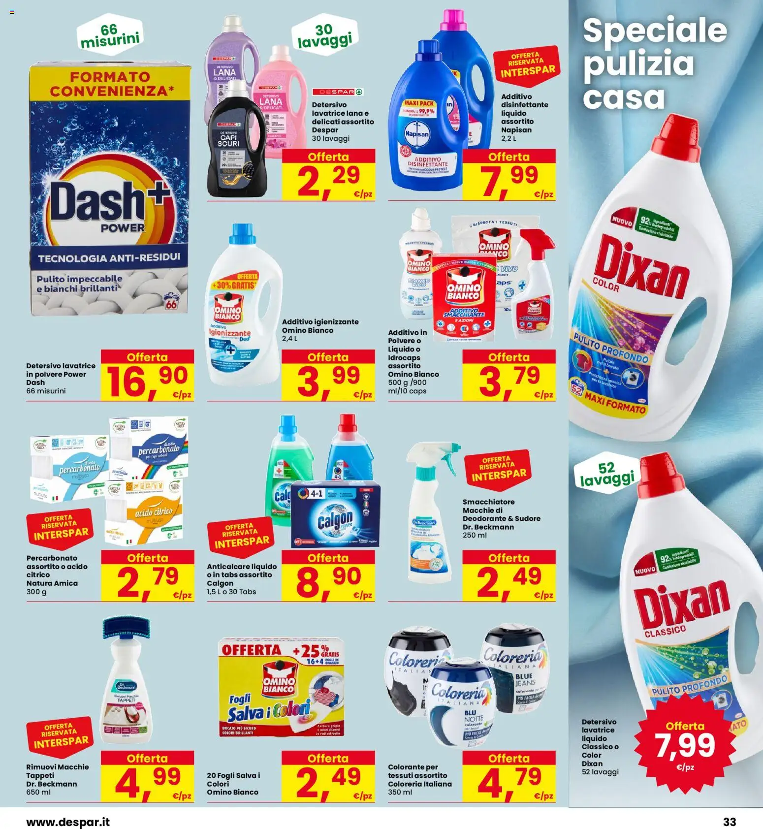 Volantino Eurospar del 24/09/2026 | Pagina: 33 | Prodotti: Smacchiatore, Anticalcare, Jeans, Lavatrice
