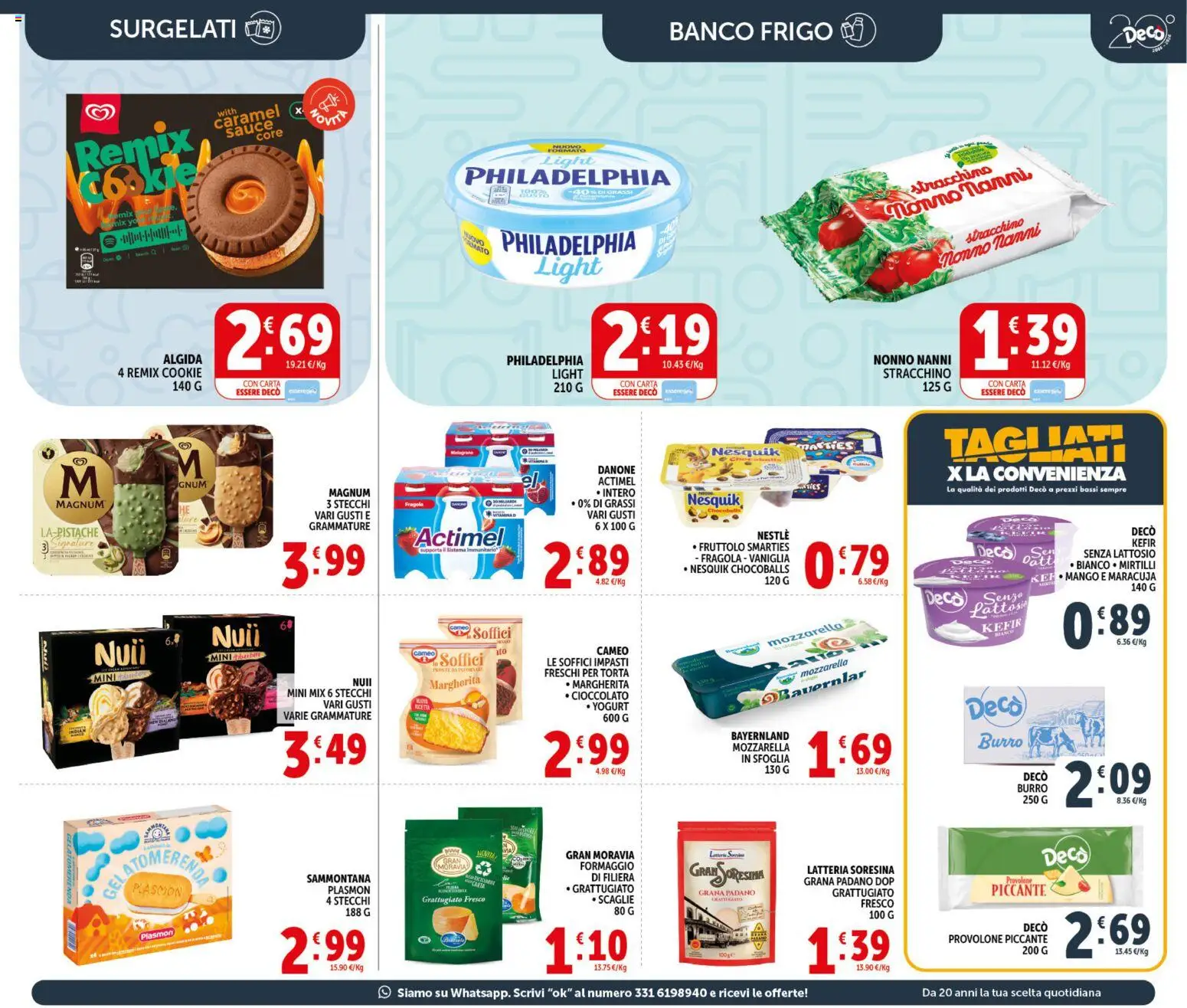 Volantino Decò del 20.05.2026 | Pagina: 9 | Prodotti: Yogurt, Mozzarella, Burro, Tonno