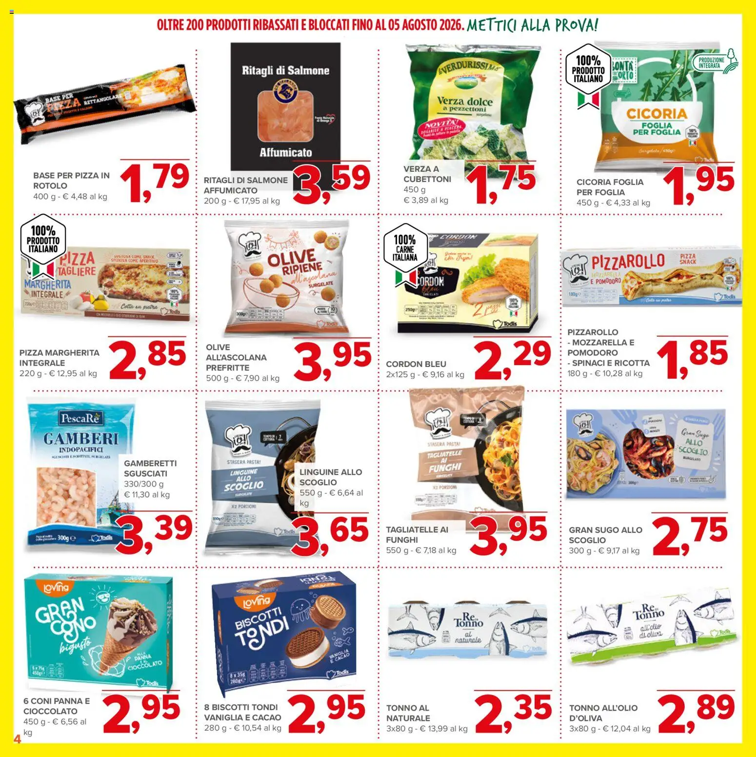 Volantino Todis del 11/06/2026 | Pagina: 4 | Prodotti: Salmone, Tonno, Tagliere, Sugo