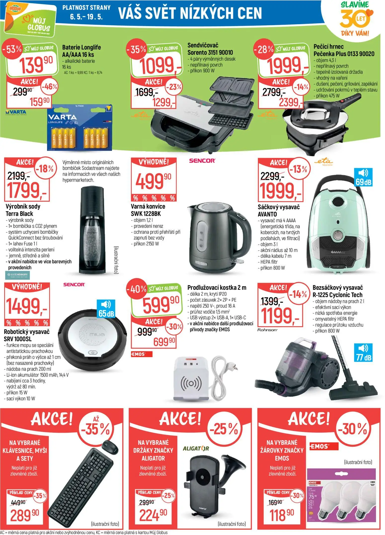 Globus leták - Praha-Štěrboholy od 06.05.2026 | Strana: 32 | Produkty: Sodastream, Konvice, Sendvičovač, Baterie