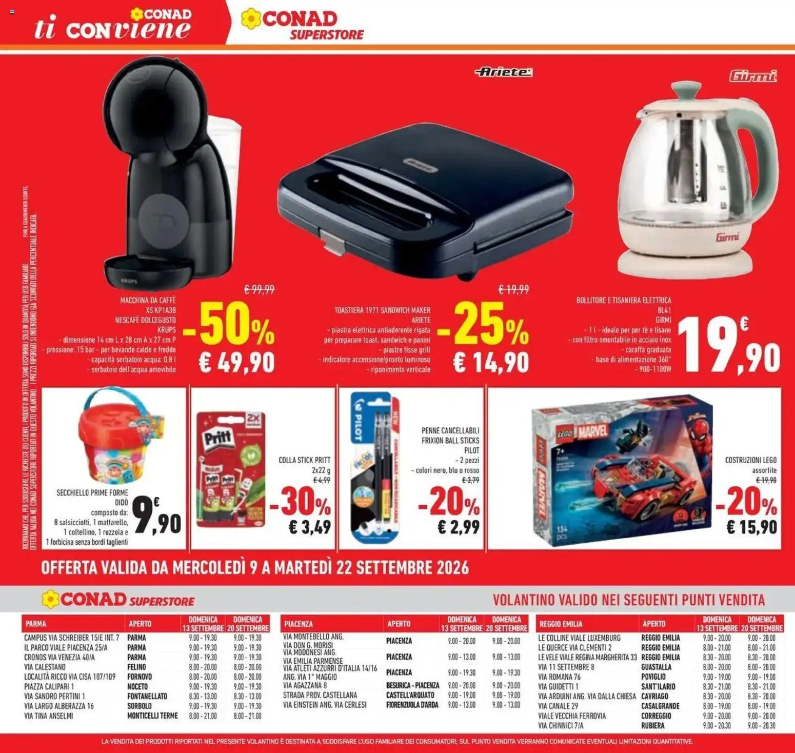 Volantino Conad dal 09/09/2026 > Anteprima | Pagina: 20 | Prodotti: Caffè, Tè, Acqua, Bollitore