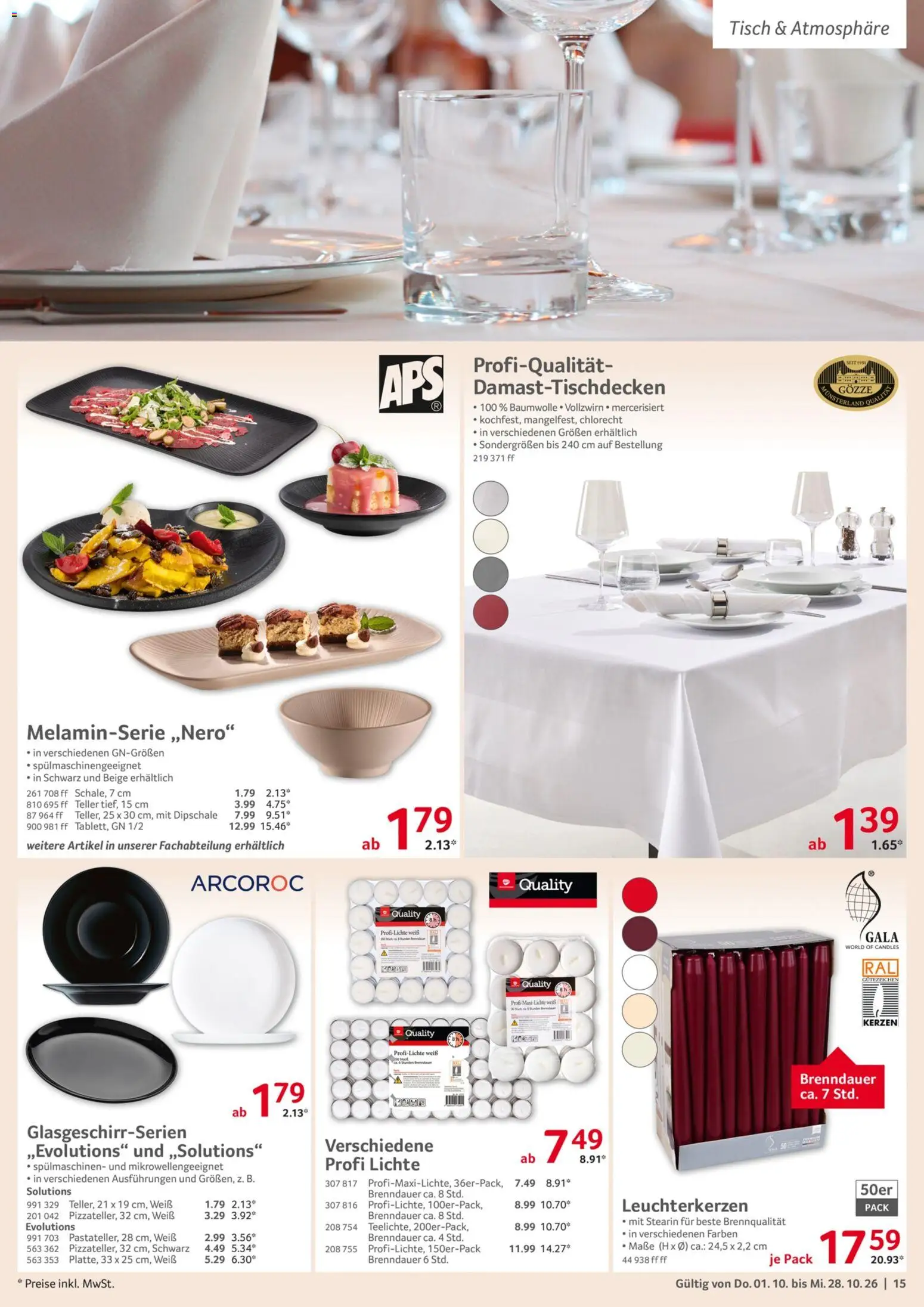 Selgros Gastro Angebote – gültig ab 01.10.2026 | Seite: 15 | Produkte: Tisch
