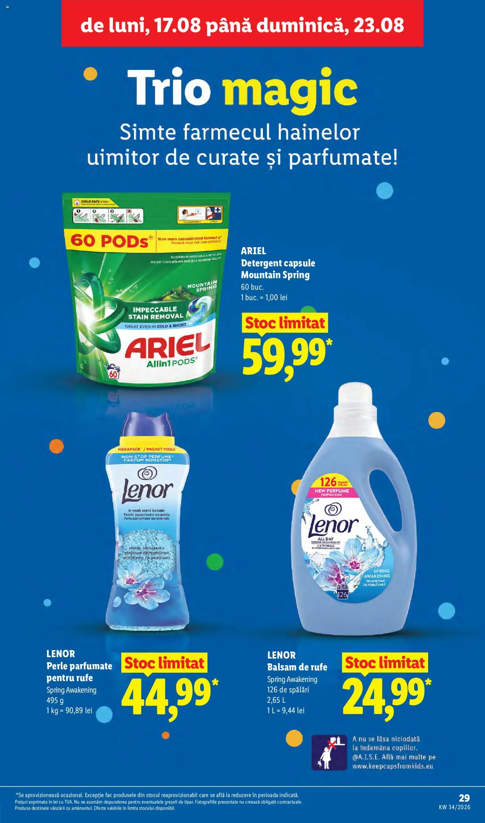 Noul catalog Lidl – valabil de la 17.08.2026 | Pagină: 29 | Produse: Perle, Magic, Parfum, Balsam de rufe