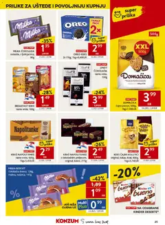 Konzum Katalog - Pregled kataloga iz trgovine Konzum, vrijedi od 08.07.2026 | Stranica: 25 | Proizvodi: Čajni kolutići, Napolitanke, Milka, Kakao