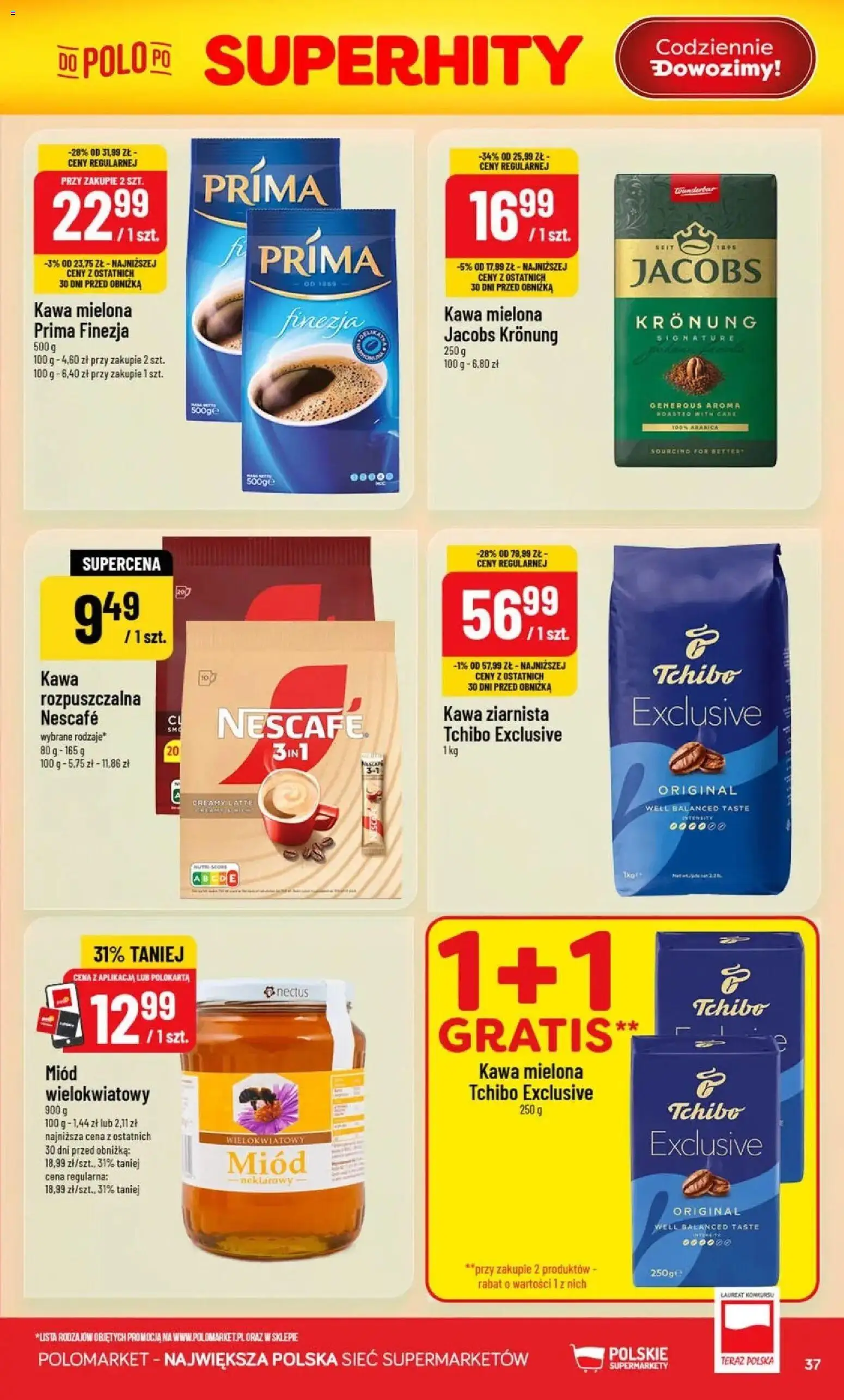 Nowa POLOmarket gazetka od jutra 26.08.2026 | Strona: 37 | Produkty: Nescafe, Tchibo exclusive, Kawa, Kawa mielona