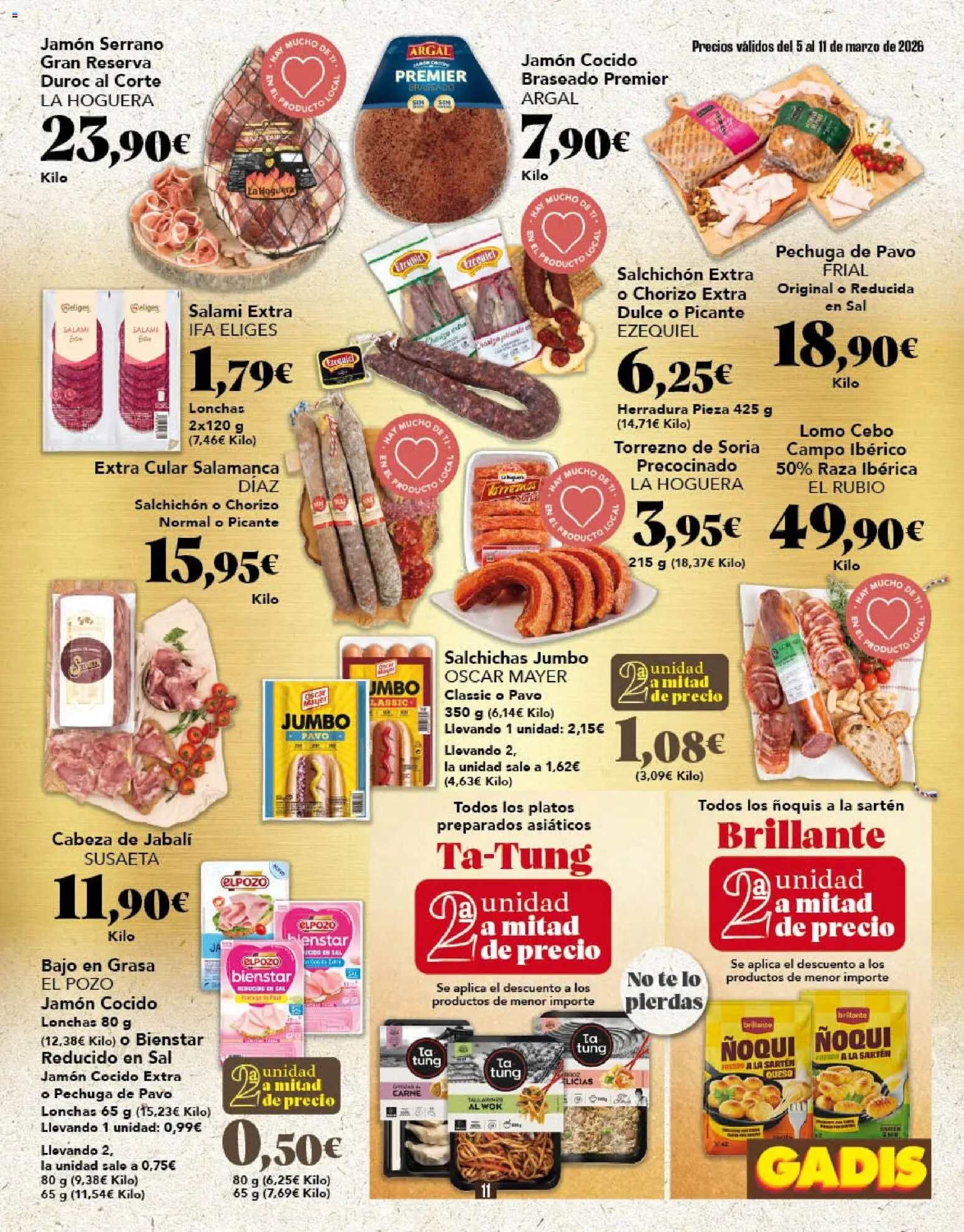 Gadis folleto │ válido desde el 05.03.2026 | Página: 11 | Productos: Jamón serrano, Jamón cocido, Té, Salami