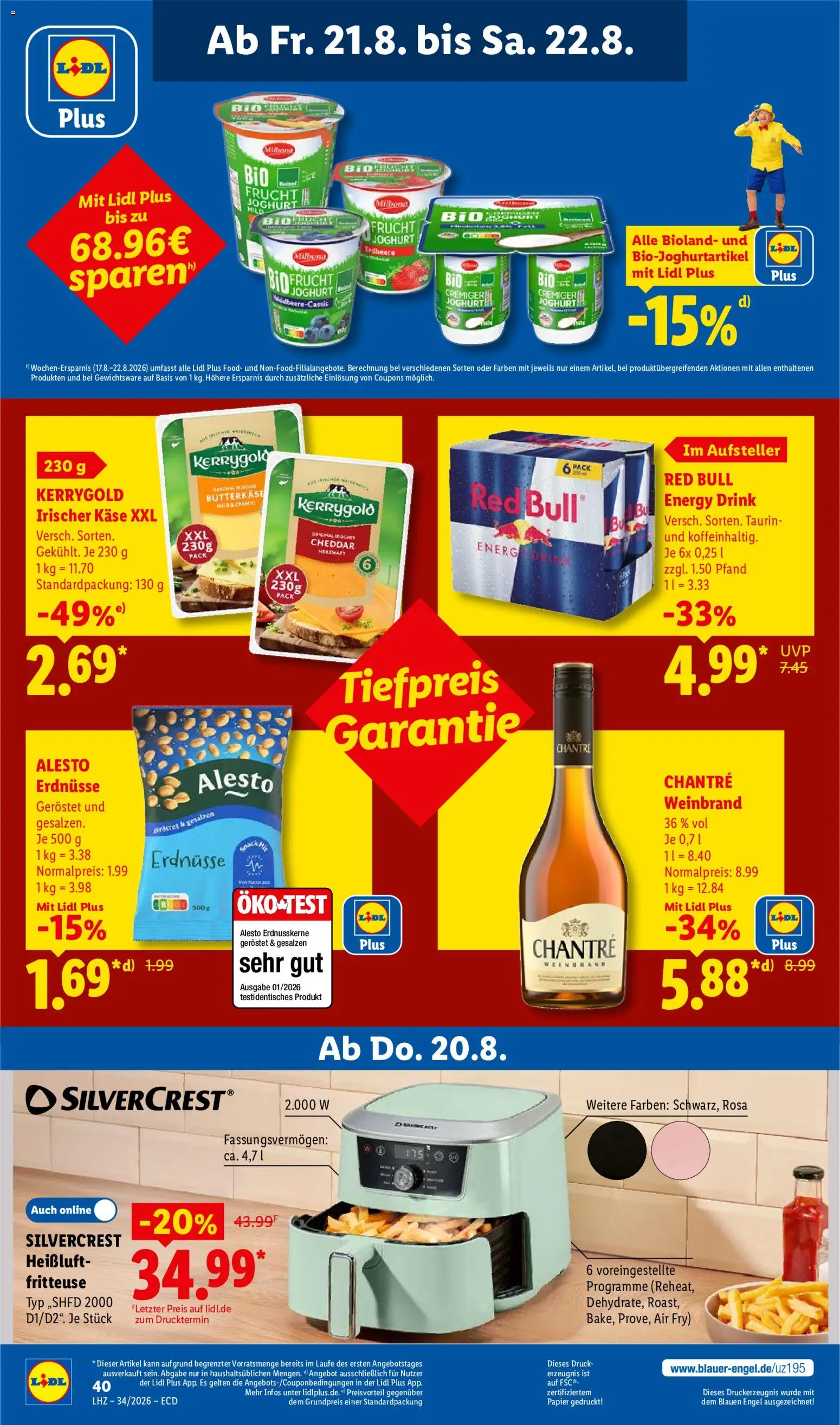 Lidl Německo leták od 17.08.2026 | Strana: 68 | Produkty: Test, Red Bull, Kaše, Cheddar