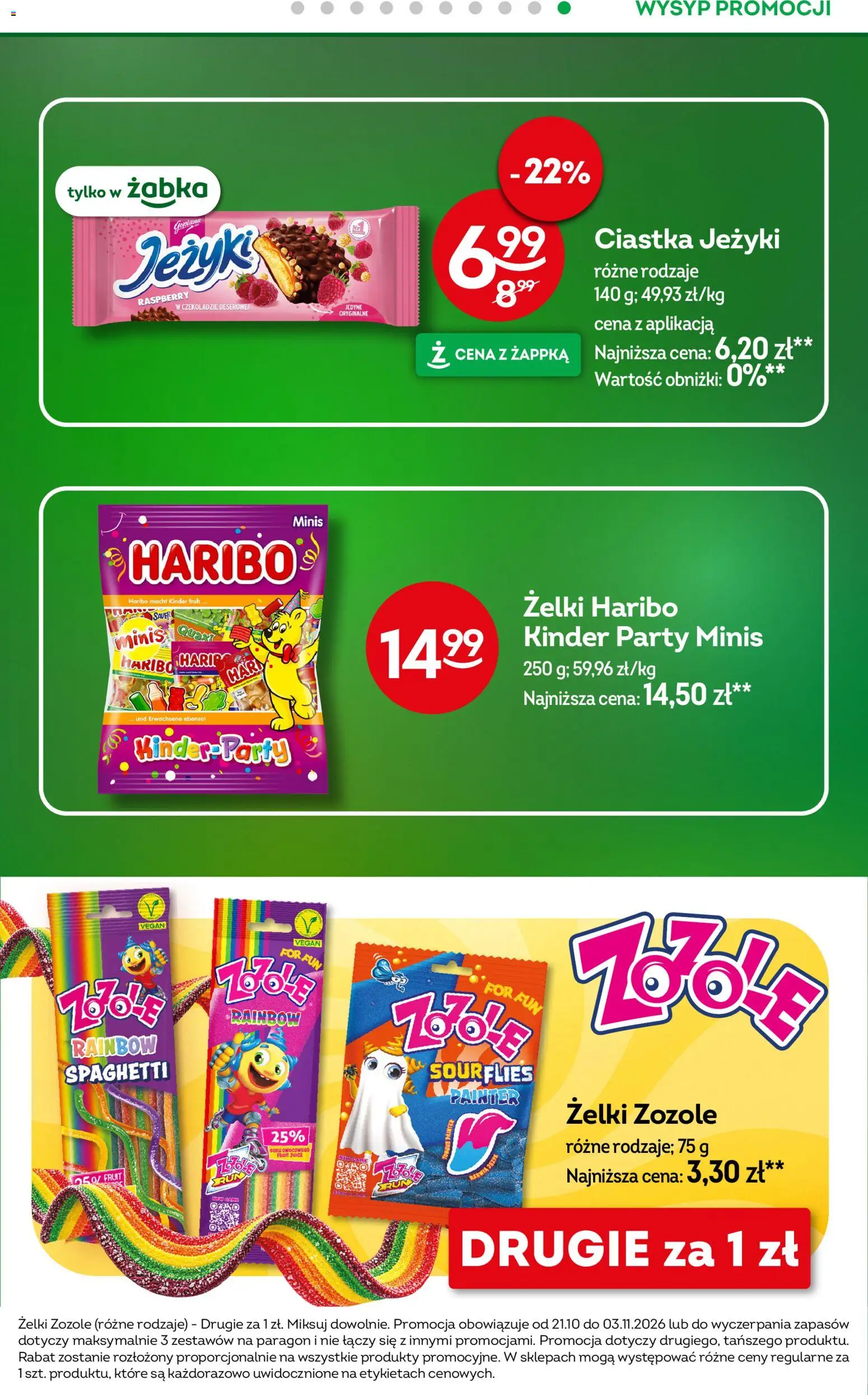 Żabka gazetka od 21.10.2026 | Strona: 29 | Produkty: Ciastka Jeżyki, Spaghetti, Żelki, Ciastka