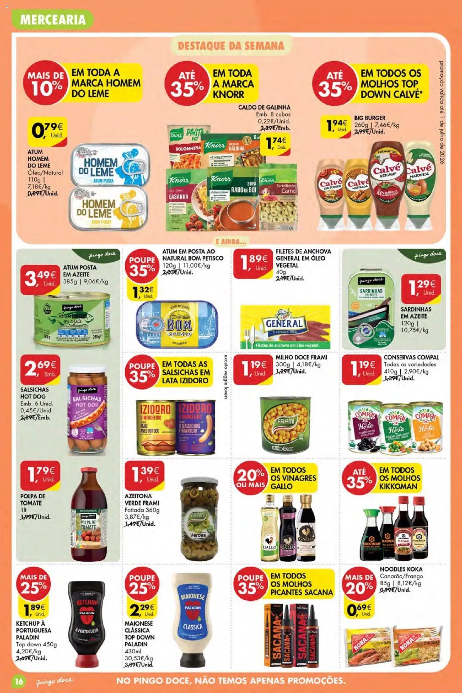Pingo Doce Poupe Esta Semana Açores │ válido de 04.06.2026 | Página: 16 | Produtos: Knorr, Lasanha, Carne, Tomate