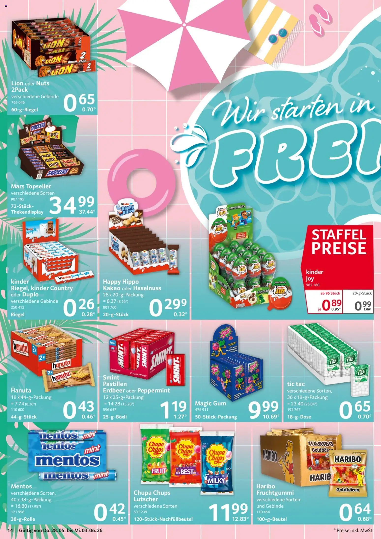 Selgros Prospekt – gültig ab 28.05.2026 | Seite: 14 | Produkte: Snickers, Mars, Chips, Kinder country