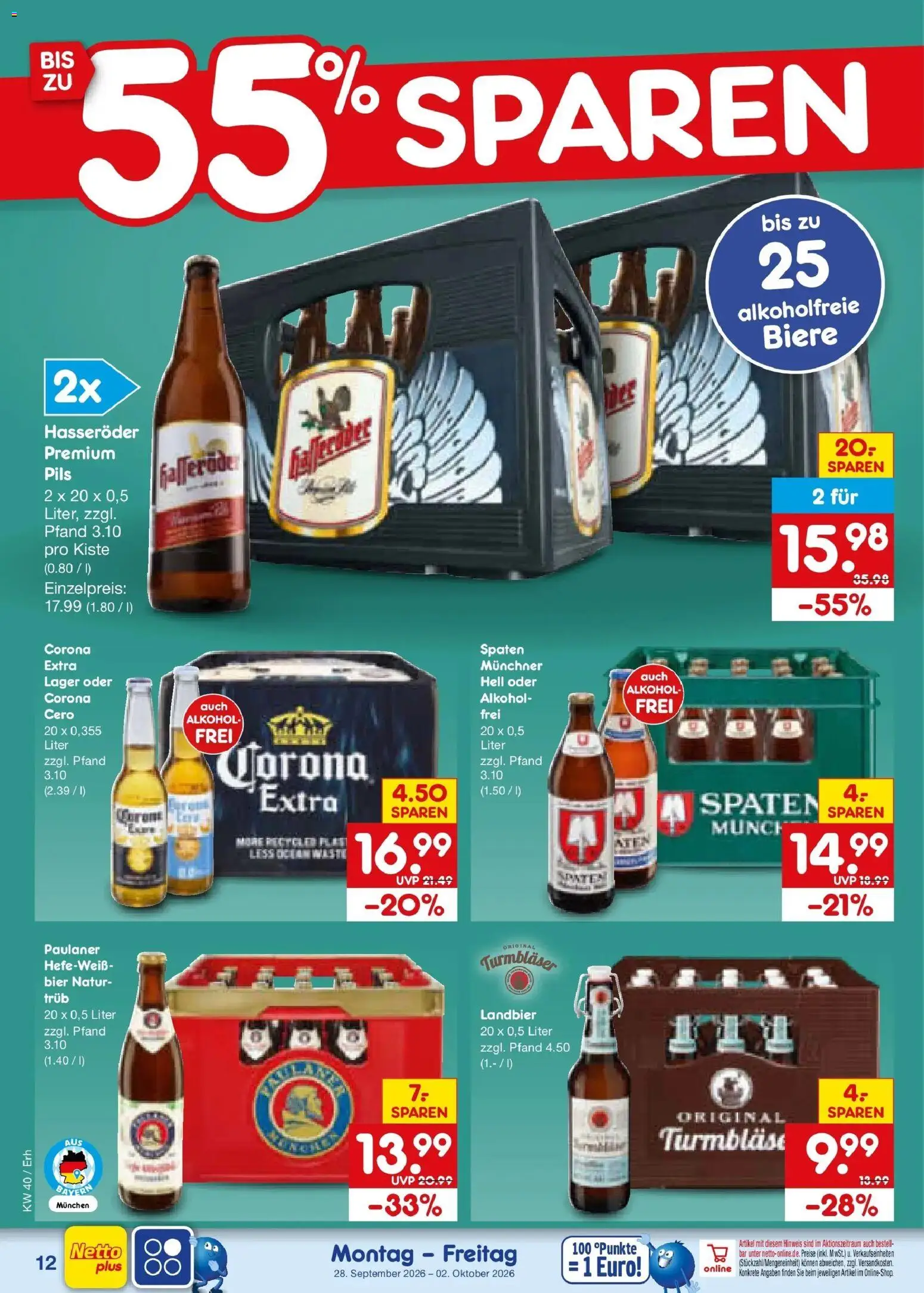 Netto Marken-Discount Prospekt Velden – gültig ab 28.09.2026 | Seite: 18 | Produkte: Bier, Pils, Hasseröder, Paulaner