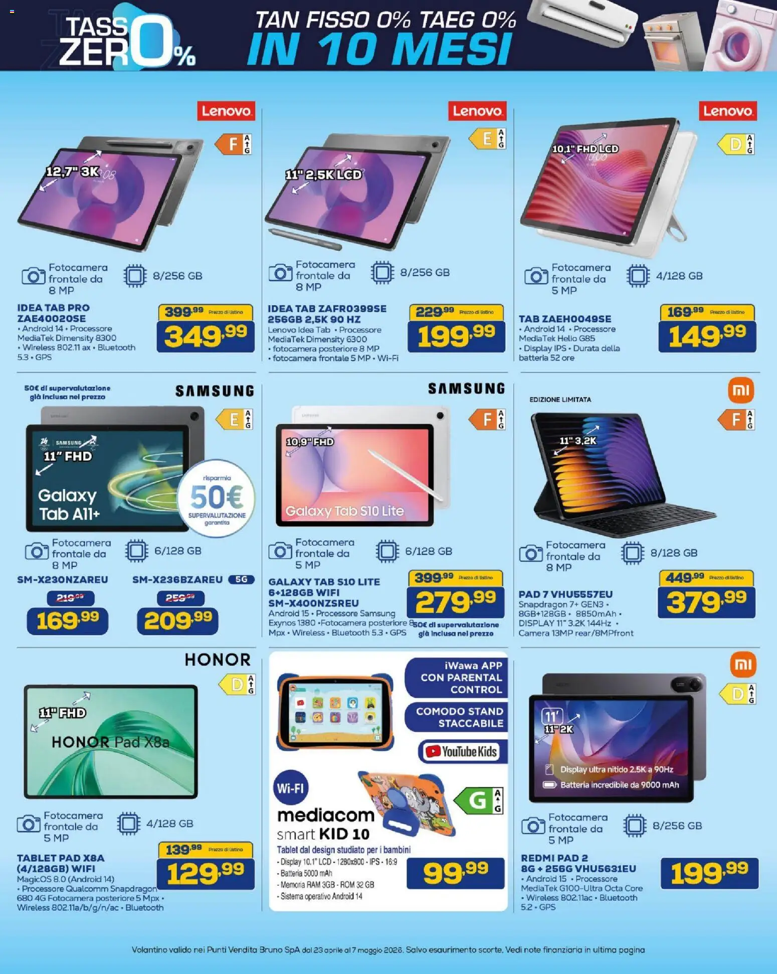 Volantino BRUNO del 23.04.2026 | Pagina: 16 | Prodotti: Tablet, Fotocamera, Batteria, Samsung