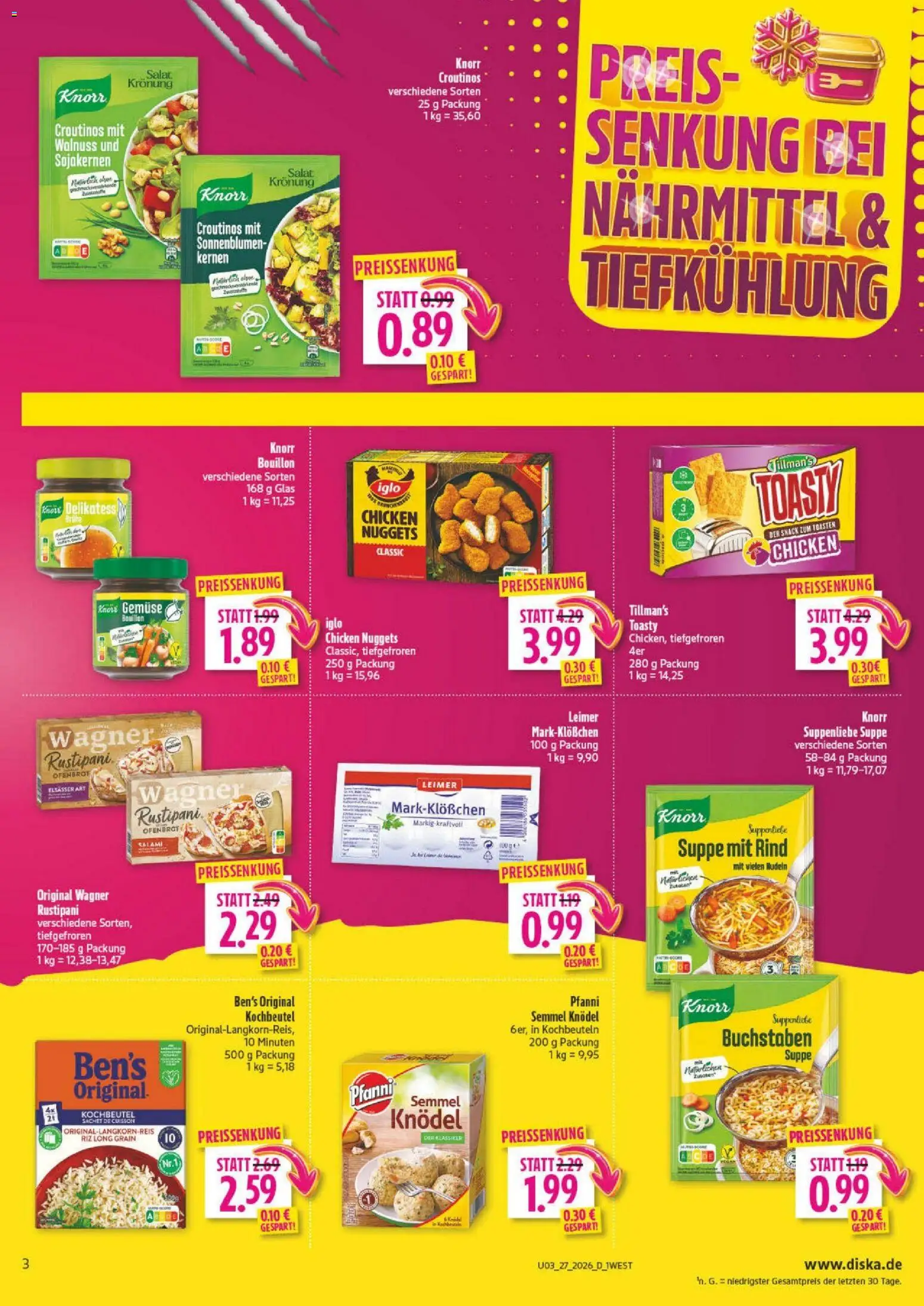 Diska - Diska Angebote Bayern KW27 – gültig ab 29.06.2026 | Seite: 3 | Produkte: Iglo, Knorr, Salami, Salat