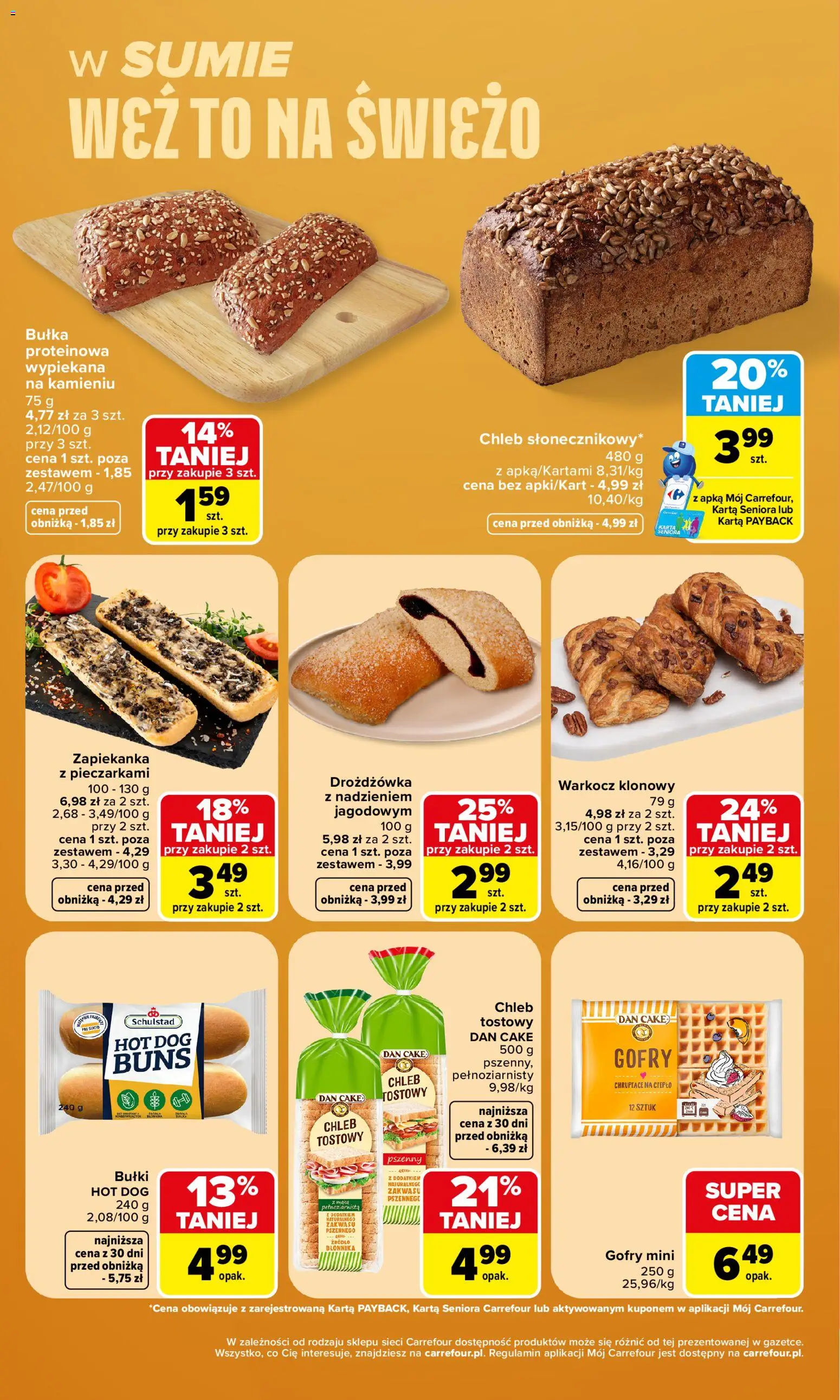 Carrefour gazetka - Weź to na świeżo od 03.08.2026 | Strona: 6 | Produkty: Karta, Bułka proteinowa, Zapiekanka, Bułka