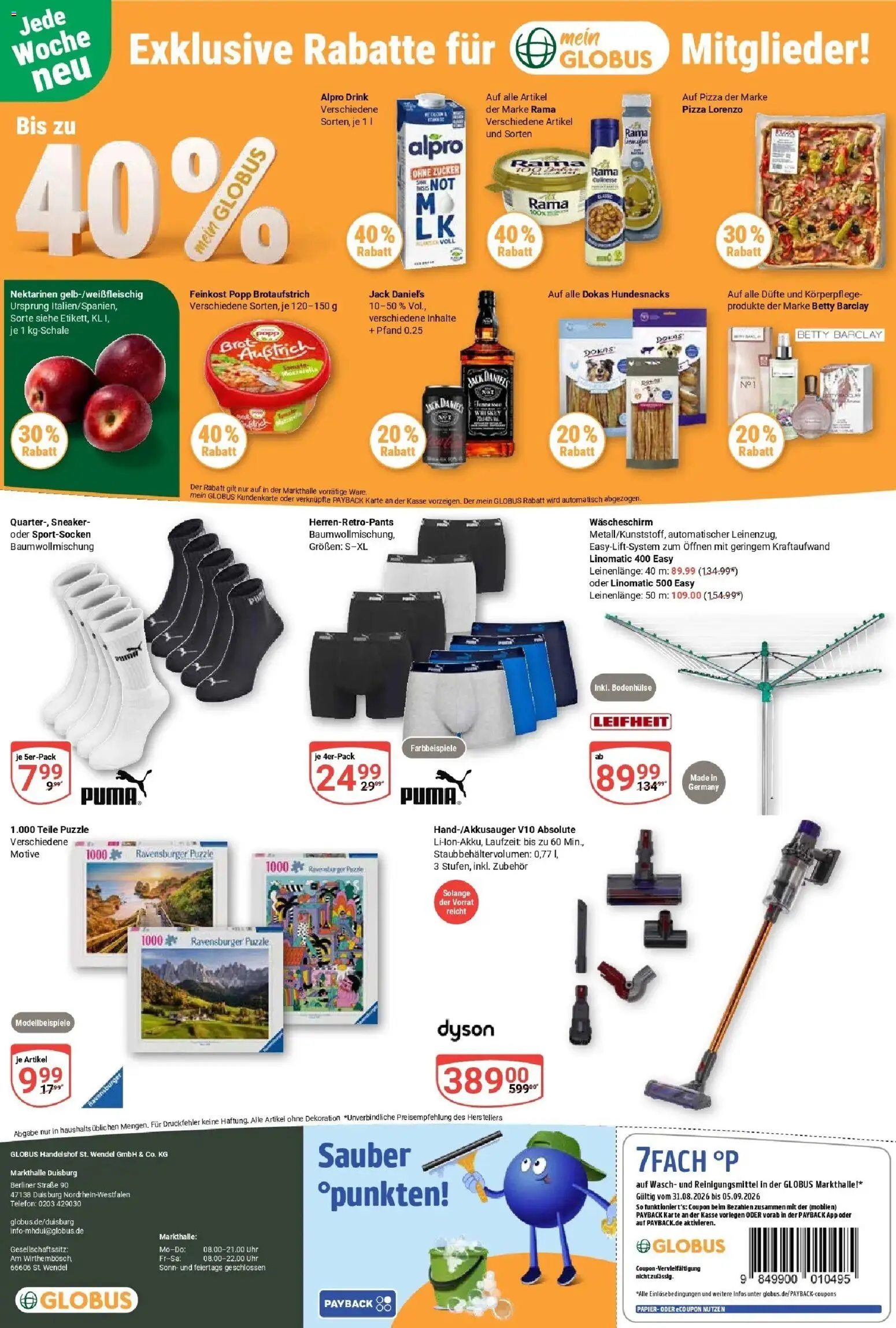 Globus Prospekt Duisburg – gültig ab 31.08.2026 | Seite: 31 | Produkte: Rama, Nektarinen, Alpro, Zucker