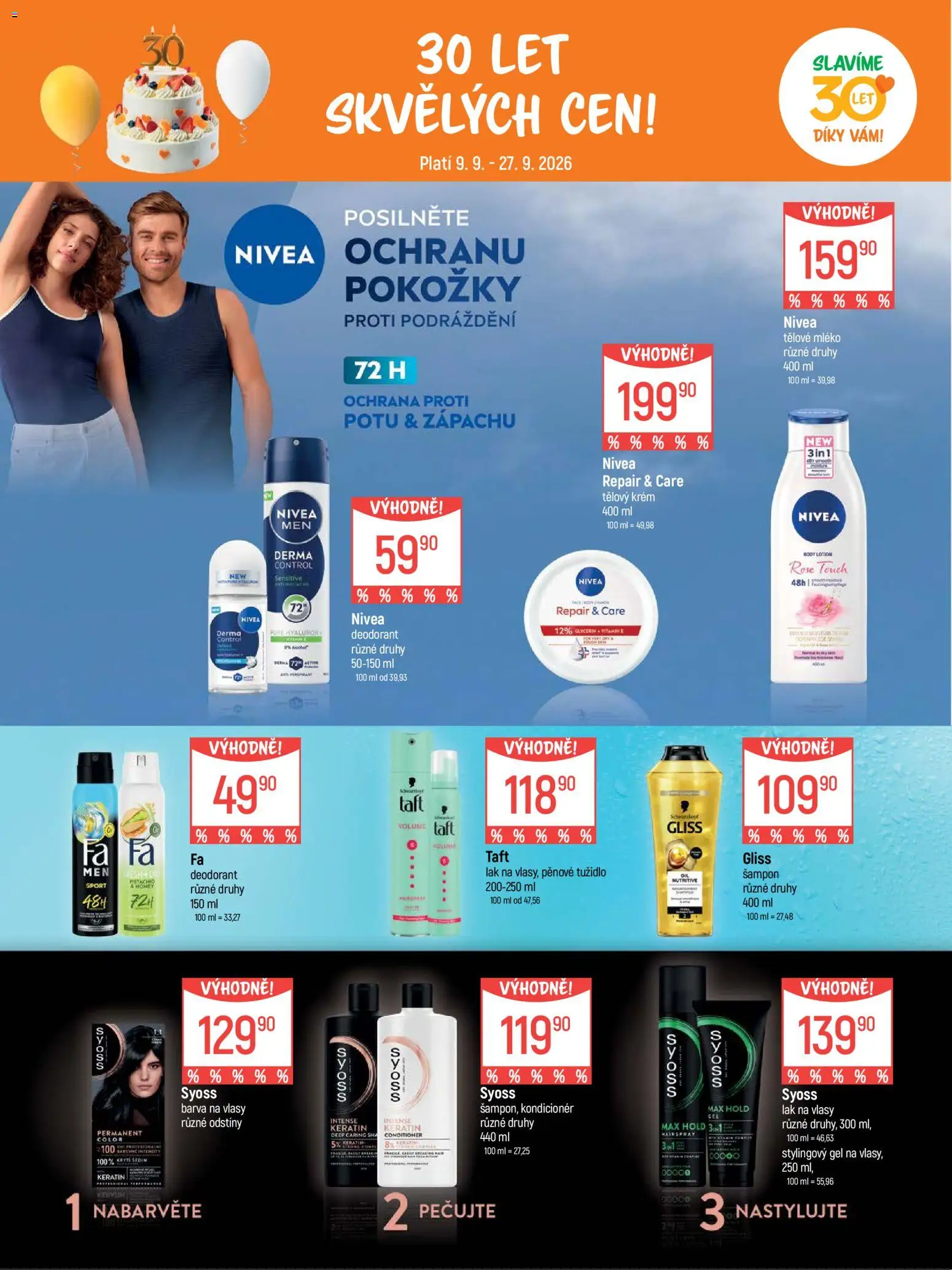 Globus leták - Pomáháme 30 let od 09.09.2026 | Strana: 21 | Produkty: Nivea, Mléko, Glycerin, Šampon