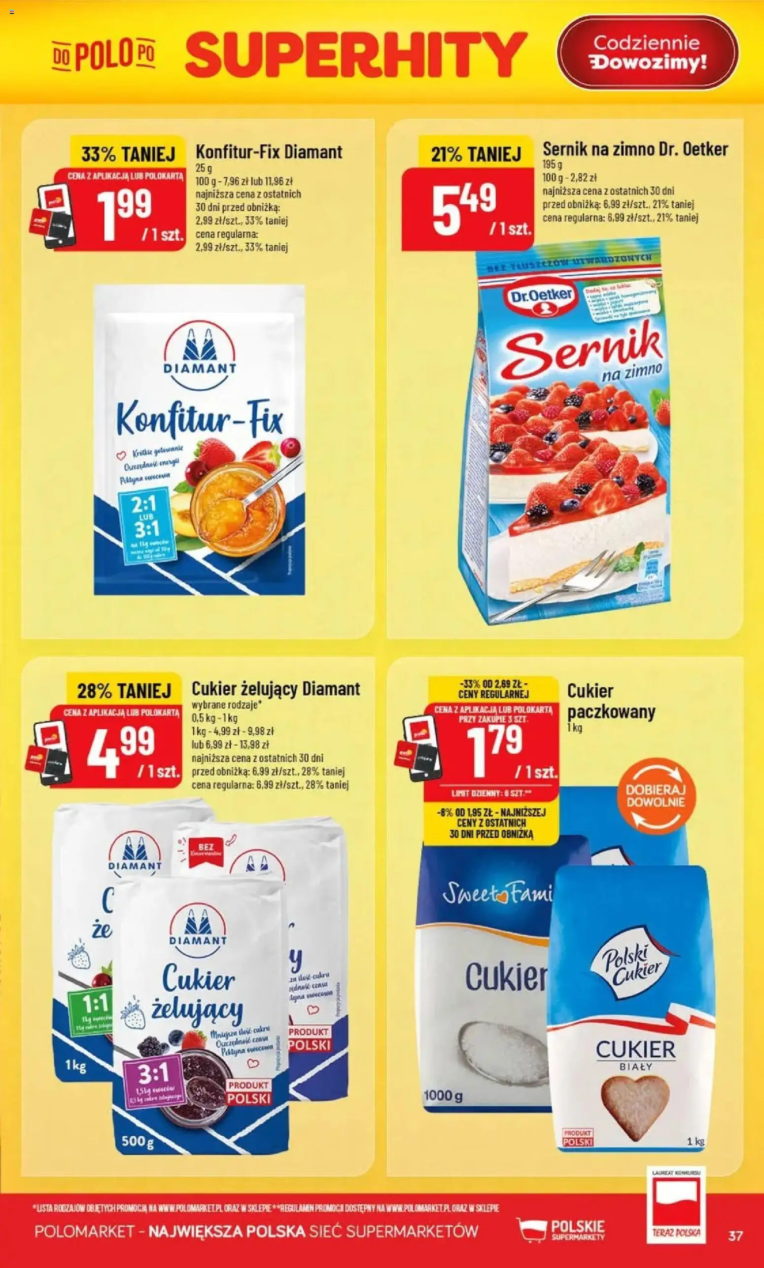 Nowa POLOmarket gazetka od jutra 12.08.2026 | Strona: 37 | Produkty: Cukier żelujący, Sernik na zimno, Cukier