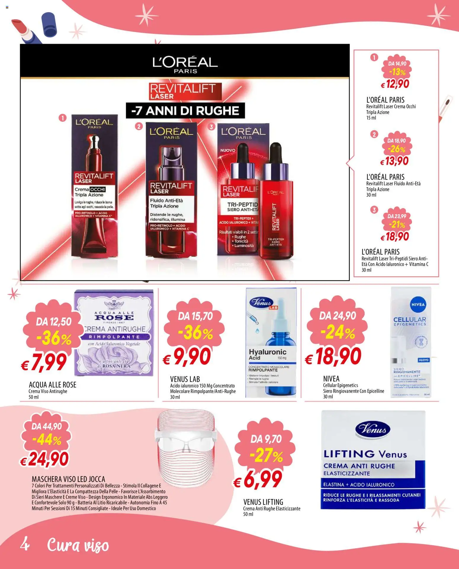 Volantino Galassia del 23.04.2026 | Pagina: 4 | Prodotti: Maschera, Maschera viso, Crema viso, Acqua