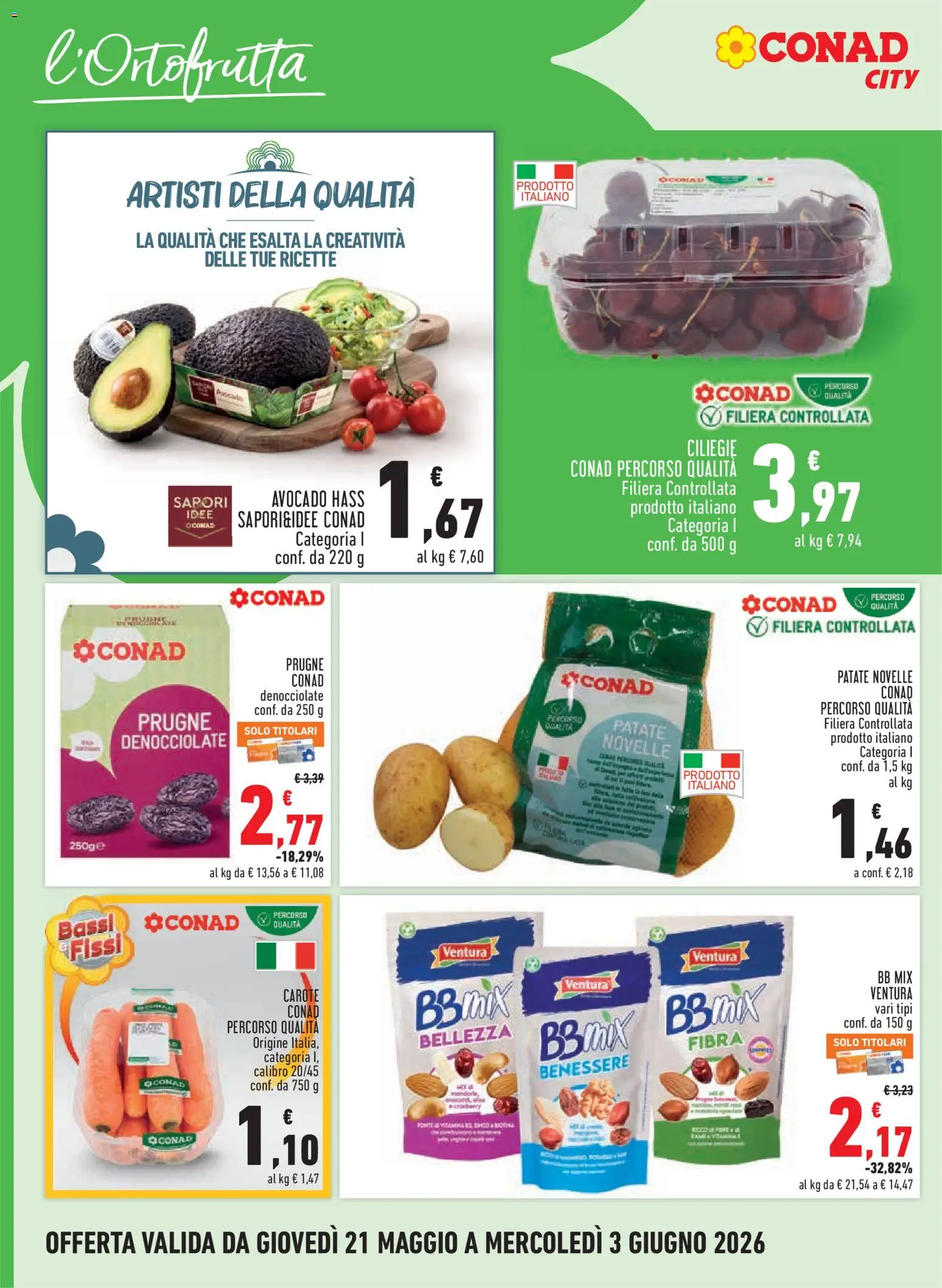 Volantino Conad del 21.05.2026 | Pagina: 6 | Prodotti: Avocado, Patate, Carote