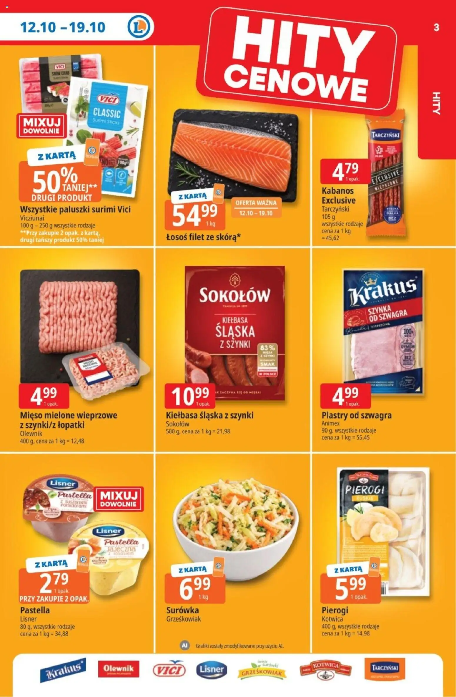E.Leclerc gazetka - Tanio To Tu od 12.10.2026 | Strona: 3 | Produkty: Kiełbasa, Karta, Surówka, Kiełbasa śląska