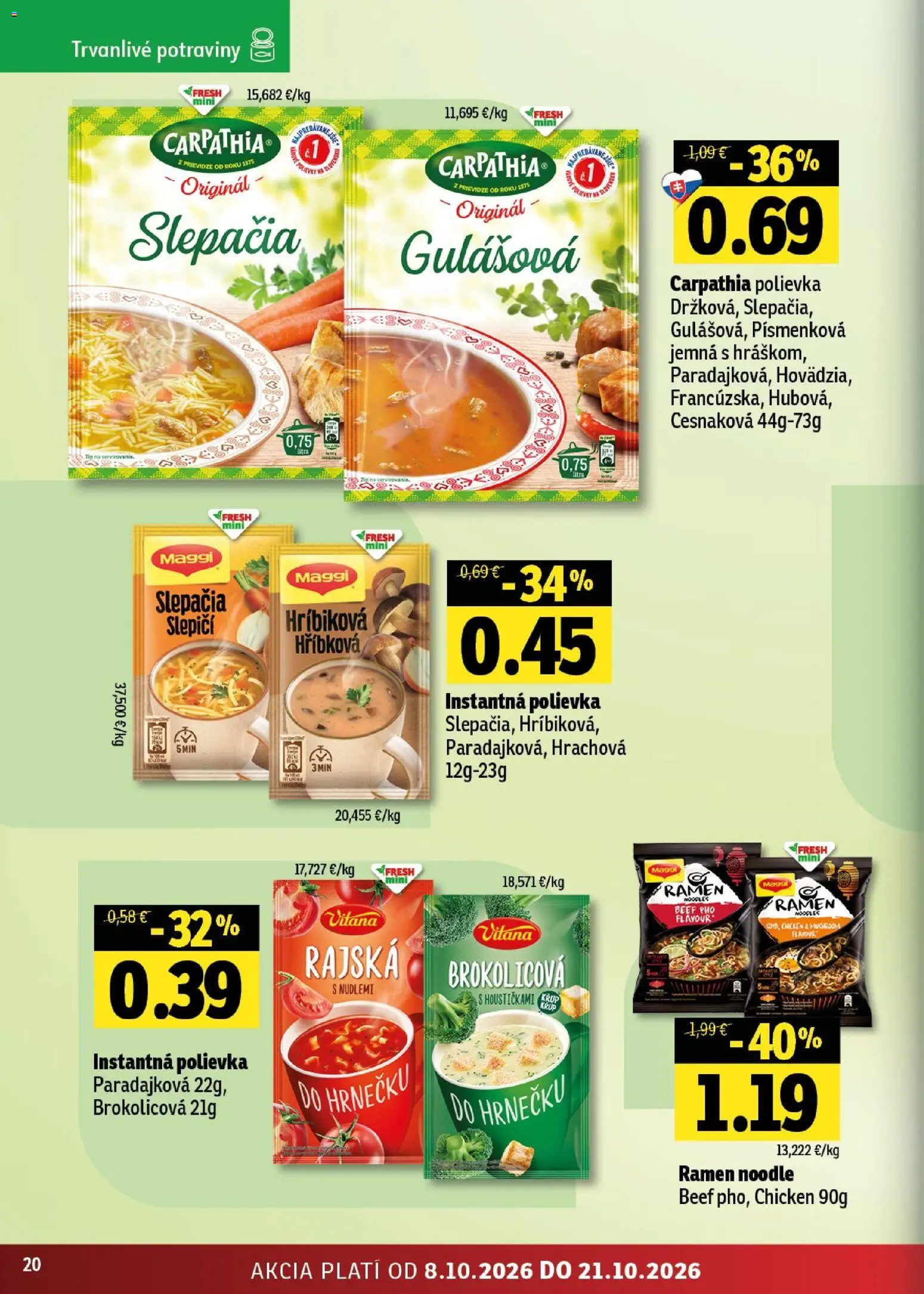 Nové Fresh akcie – leták je platný od 08.10.2026 | Strana: 20 | Produkty: Mäso