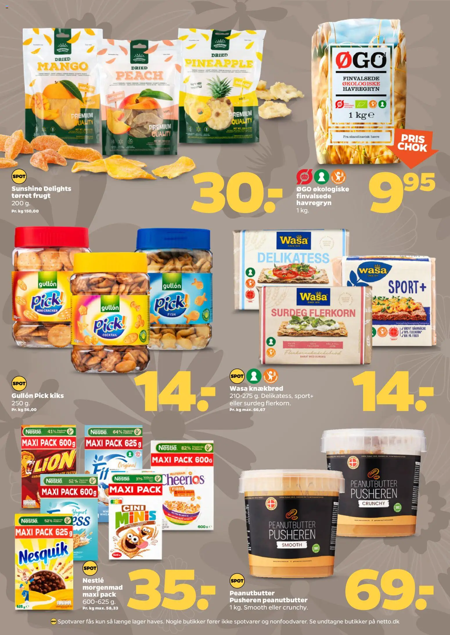 Netto tilbudsavis – gyldig fra 25/07/2026 | Side: 20 | Produkter: Havregryn, Knækbrød, Tørret frugt, Peanutbutter