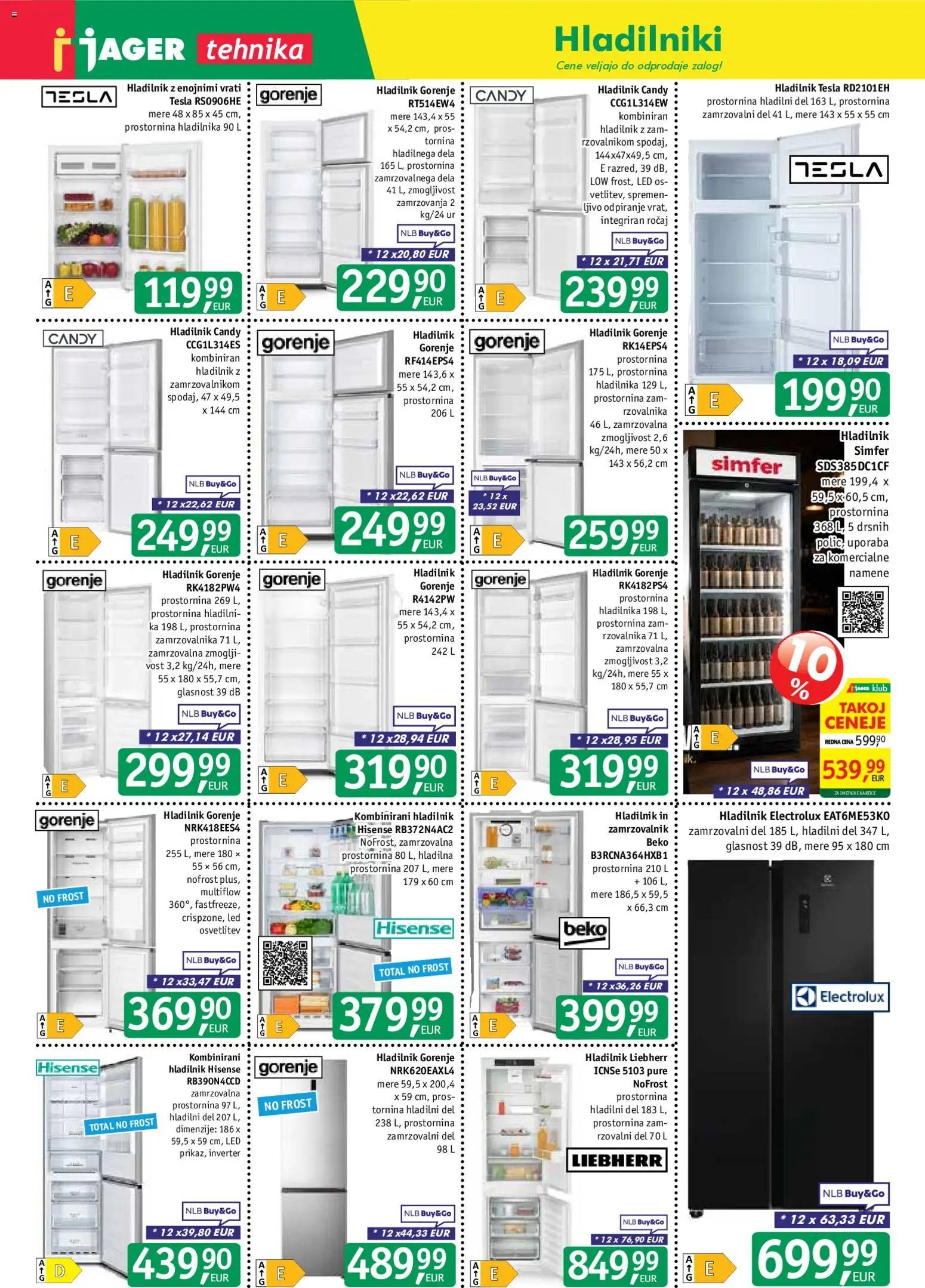 Novi Jager katalog ponudbe – veljaven od 29.07.2026 | Stran: 13 | Izdelki: Hladilnik, Zamrzovalnik