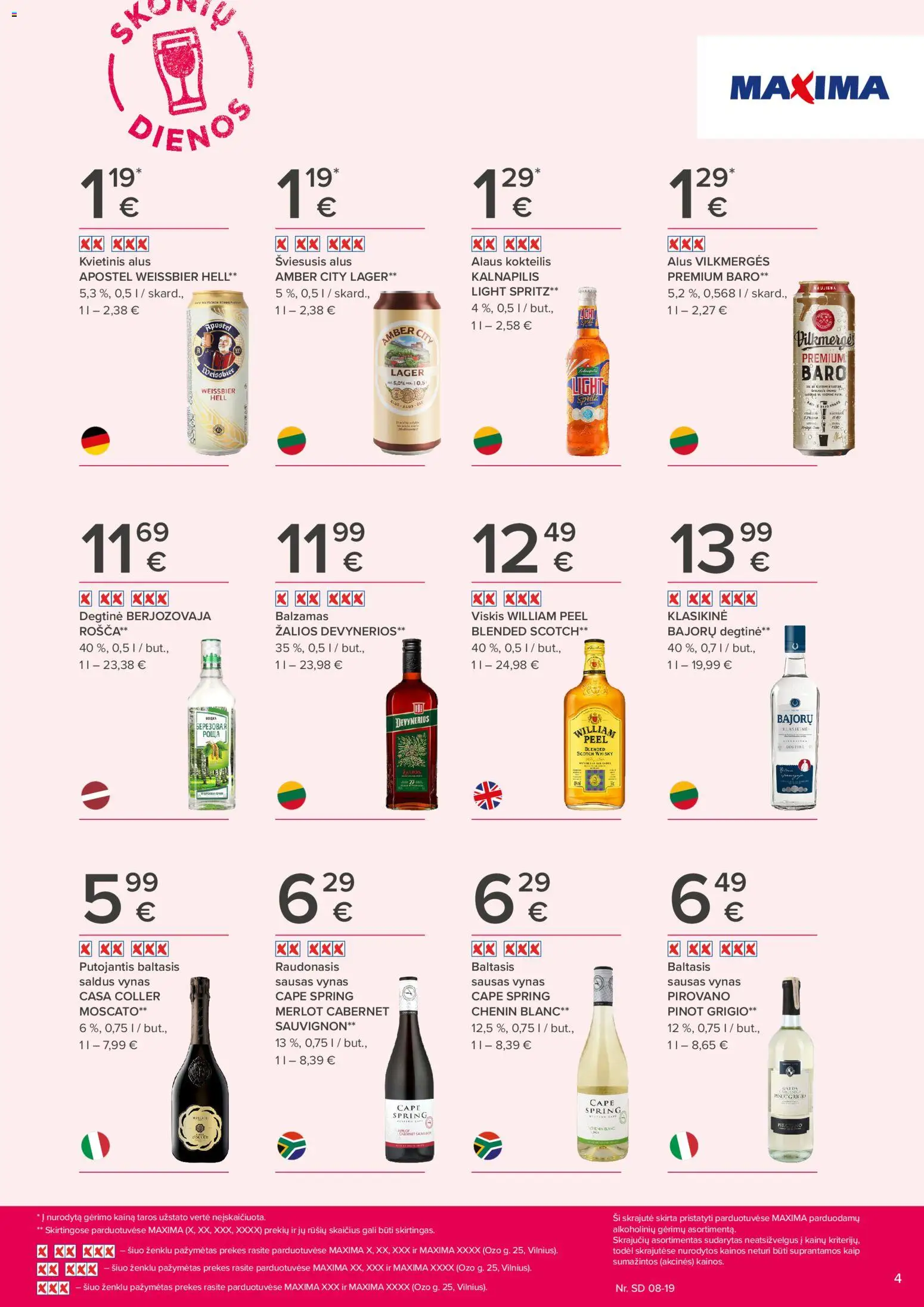 MAXIMA akcijos nuo 2026.08.06 | Puslapis: 4 | Prekių: Balzamas, Degtinė, Vynas, Alus