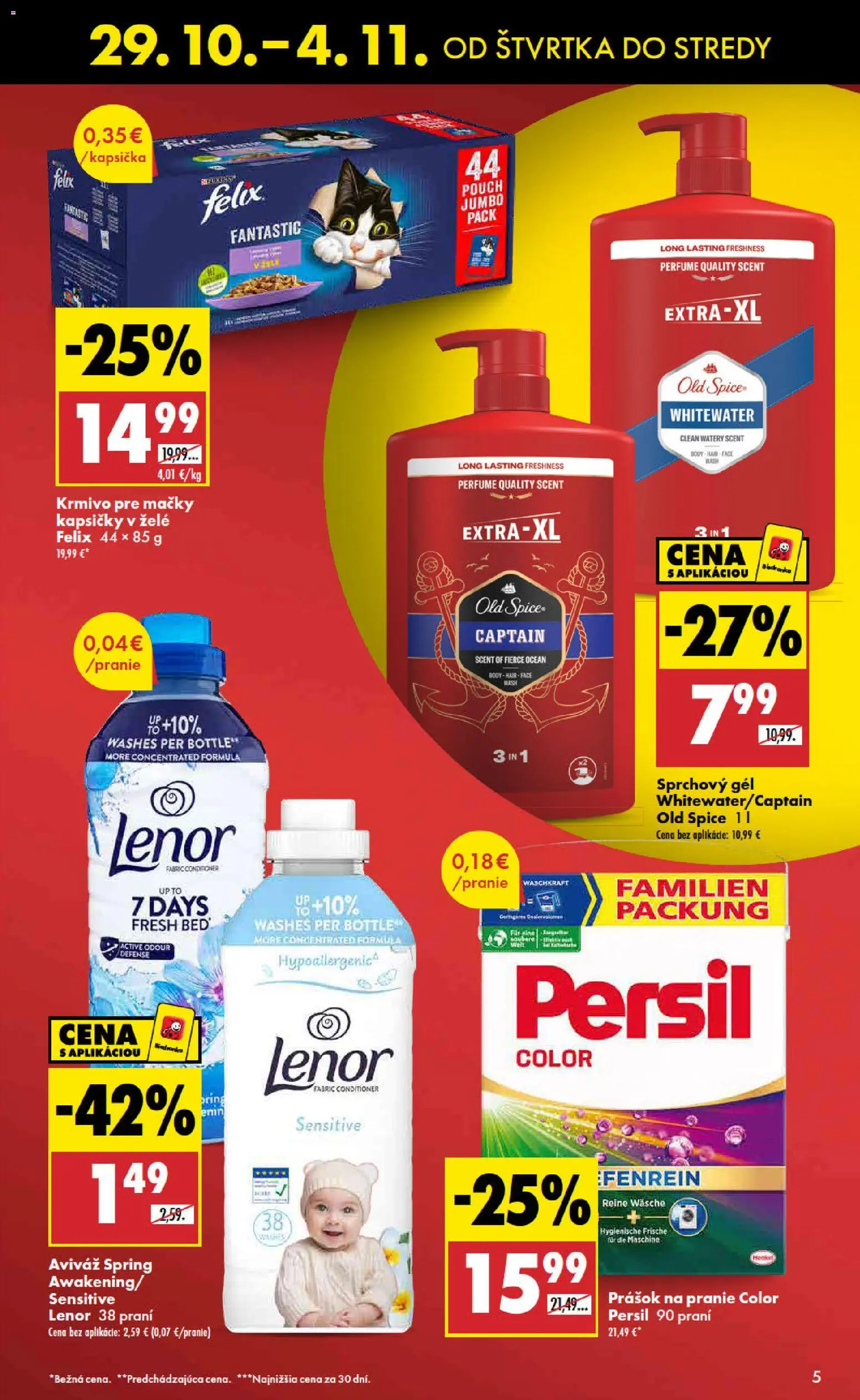 Nové Biedronka akcie – leták je platný od 29.10.2026 | Strana: 5 | Produkty: Persil, Sprchový gél, Prášok na pranie, Lenor