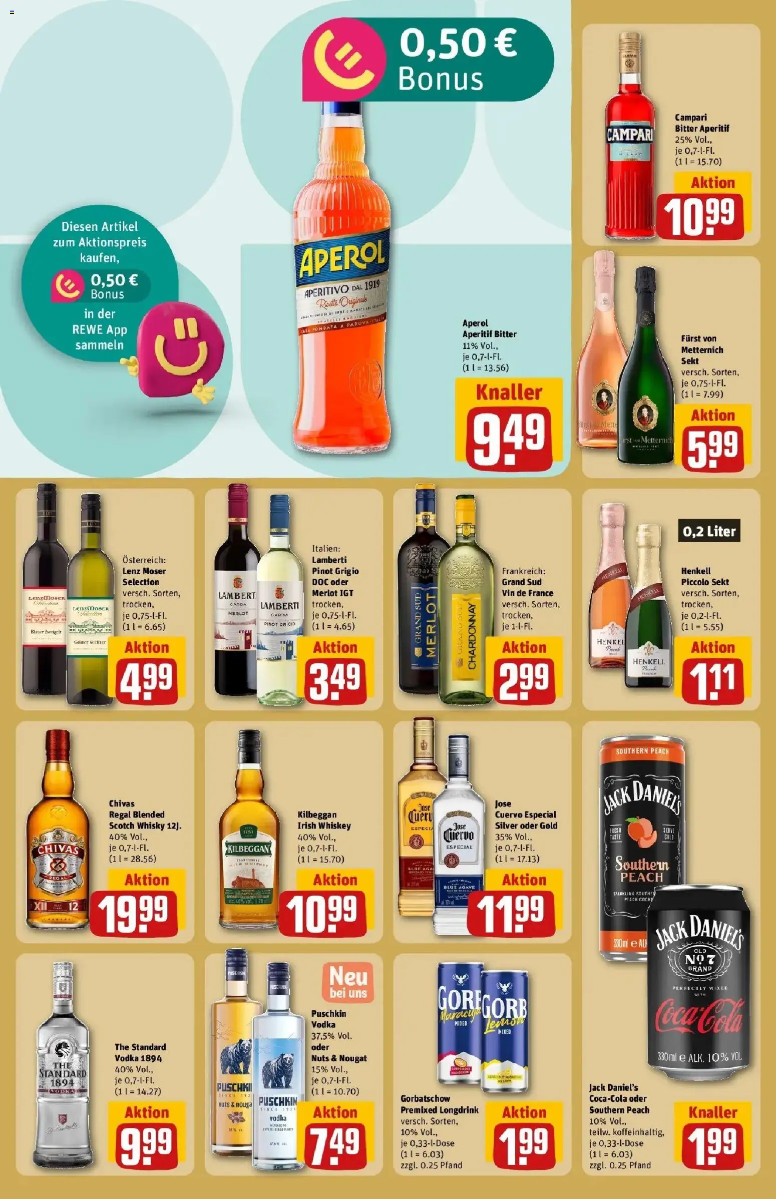 REWE Prospekt ab 26.10.2026 zum Blättern » Angebote | Seite: 18 | Produkte: Whisky, Cola, Campari, Aperol