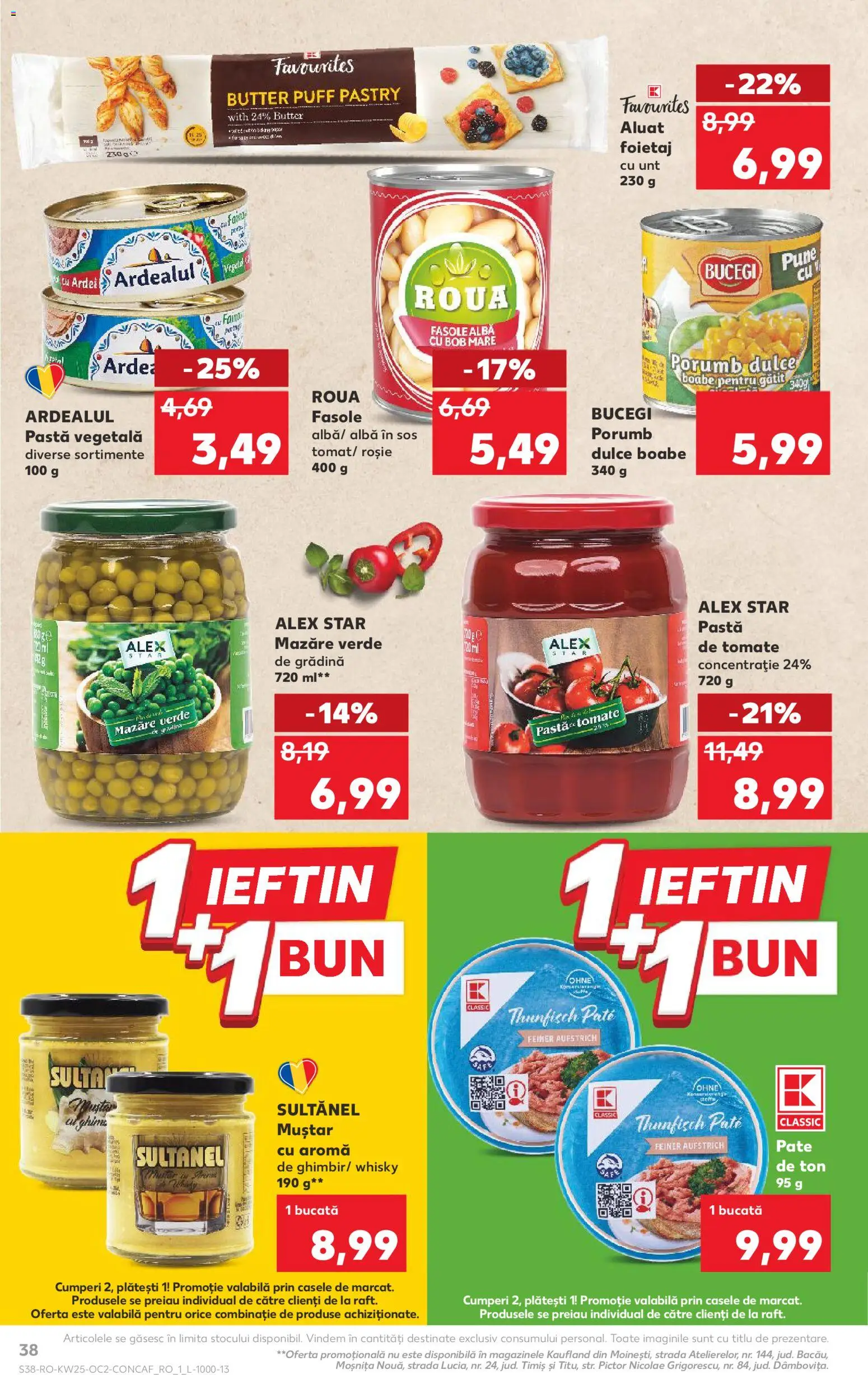 Noul catalog Kaufland – valabil de la 17.06.2026 | Pagină: 38 | Produse: Mazăre, Pate, Unt, Porumb