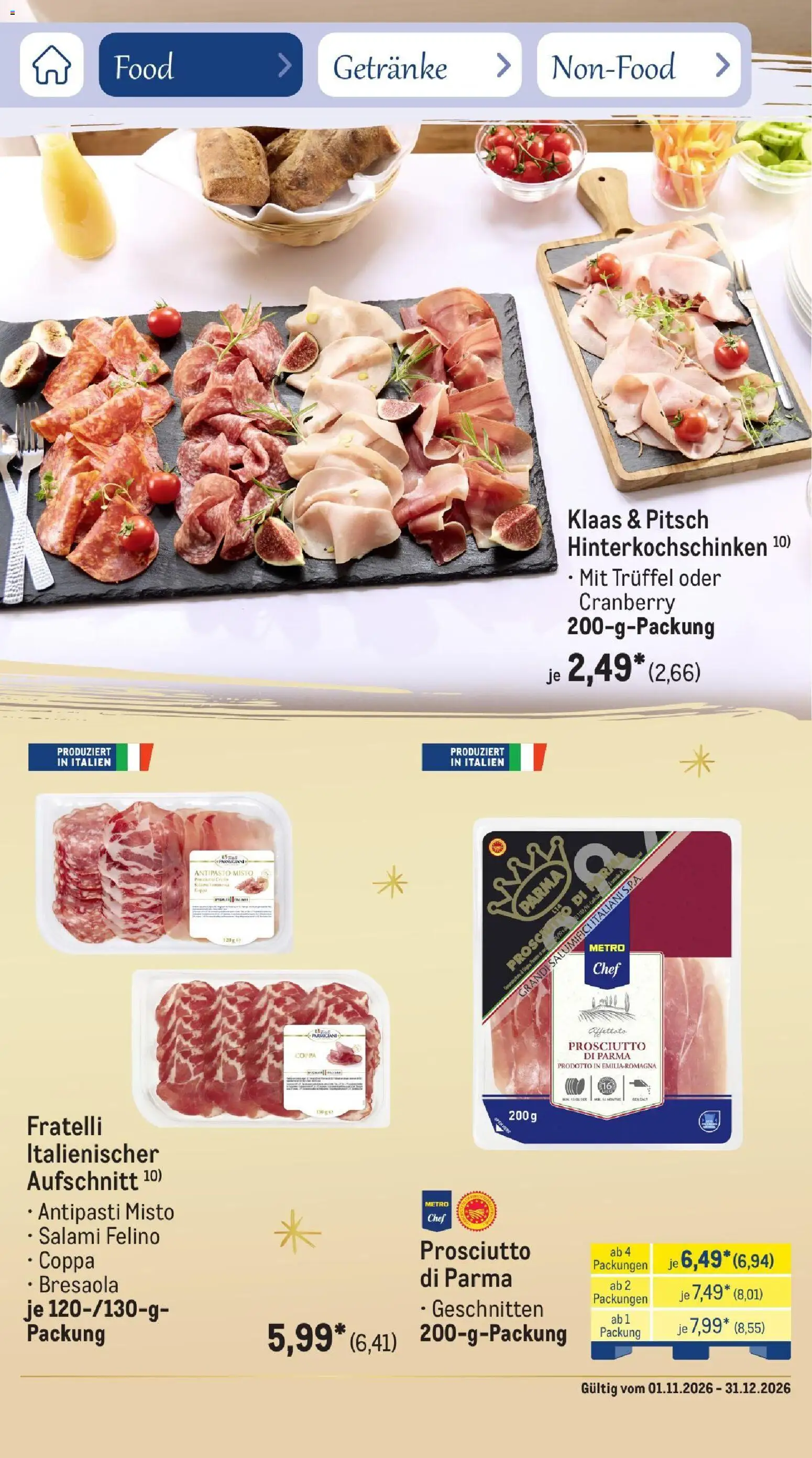Metro Saisonkatalog Festtage voller Genuss – gültig ab 01.11.2026 | Seite: 11 | Produkte: Salami