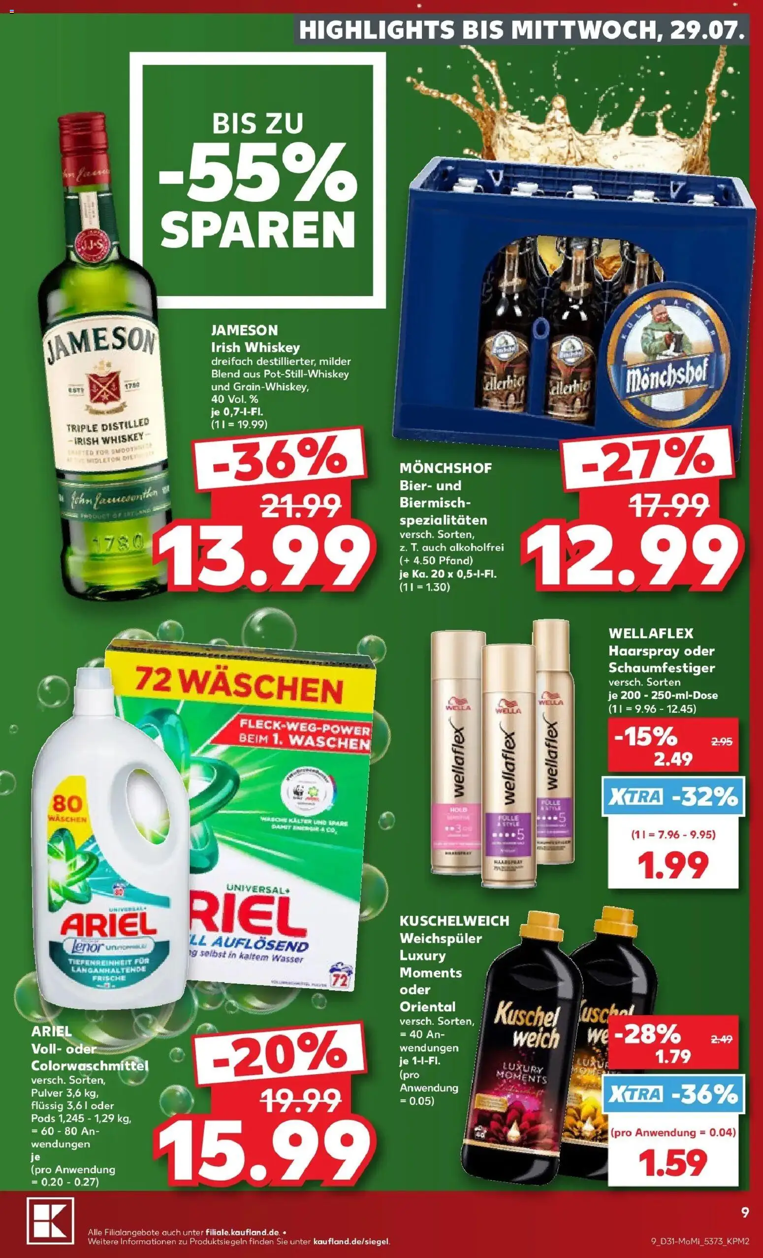 Kaufland Prospekt Bad Segeberg – gültig ab 27.07.2026 | Seite: 9 | Produkte: Lenor, Ariel, Wasser, Weichspüler