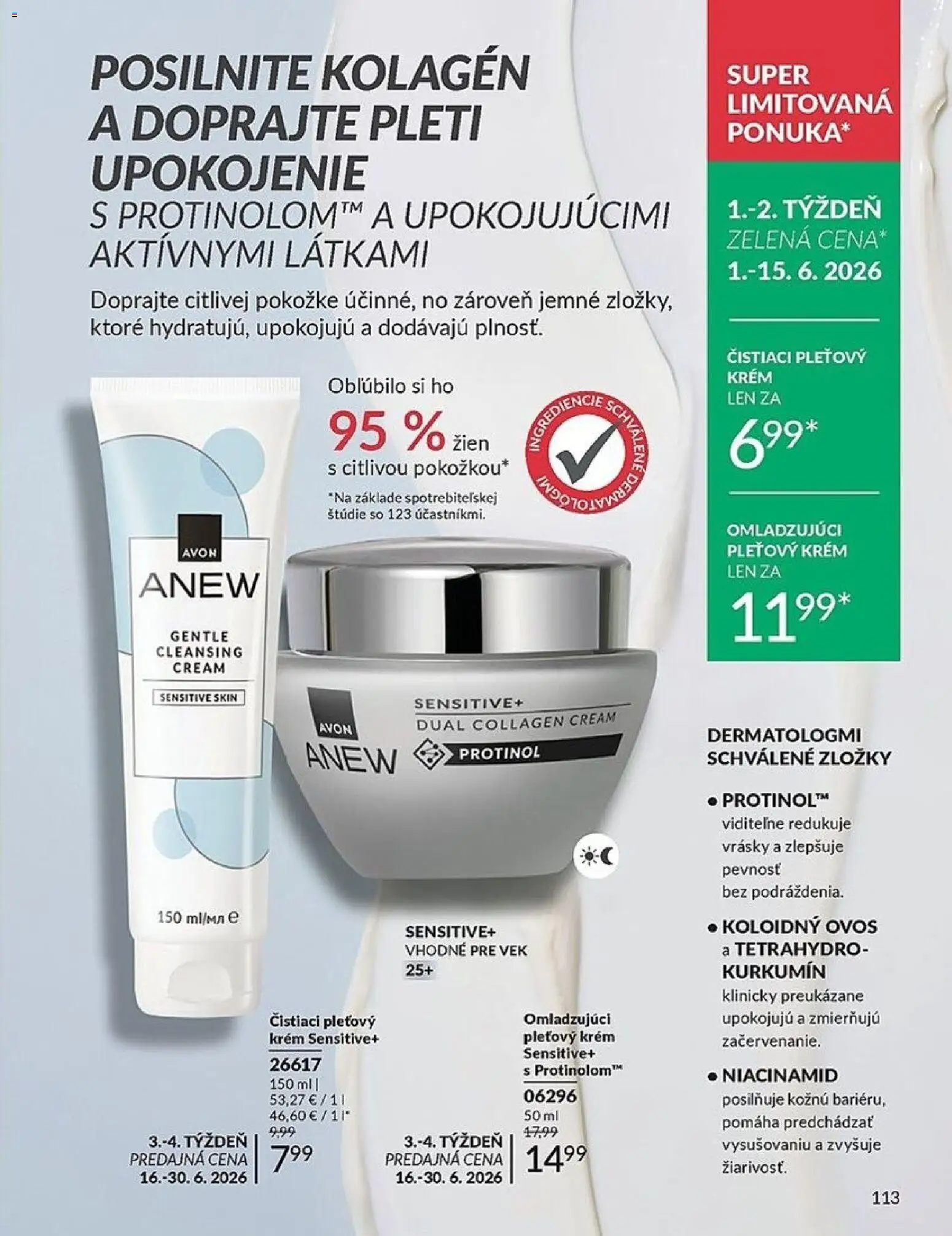 Nové Avon akcie – leták je platný od 01.06.2026 | Strana: 113 | Produkty: Kolagén, Krém