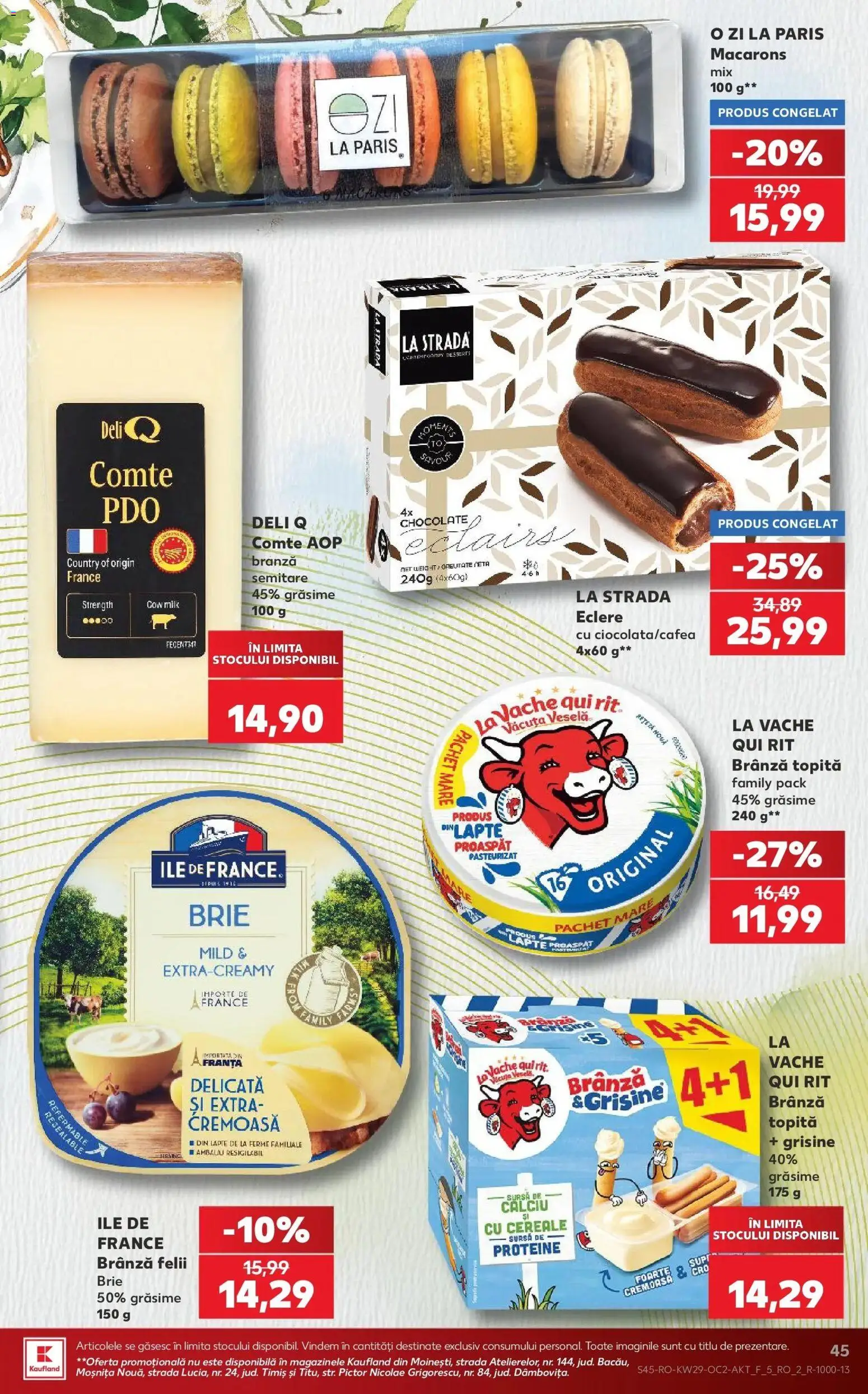 Noul catalog Kaufland – valabil de la 15.07.2026 | Pagină: 45 | Produse: Proteine, Brânză, Macarons, Cereale