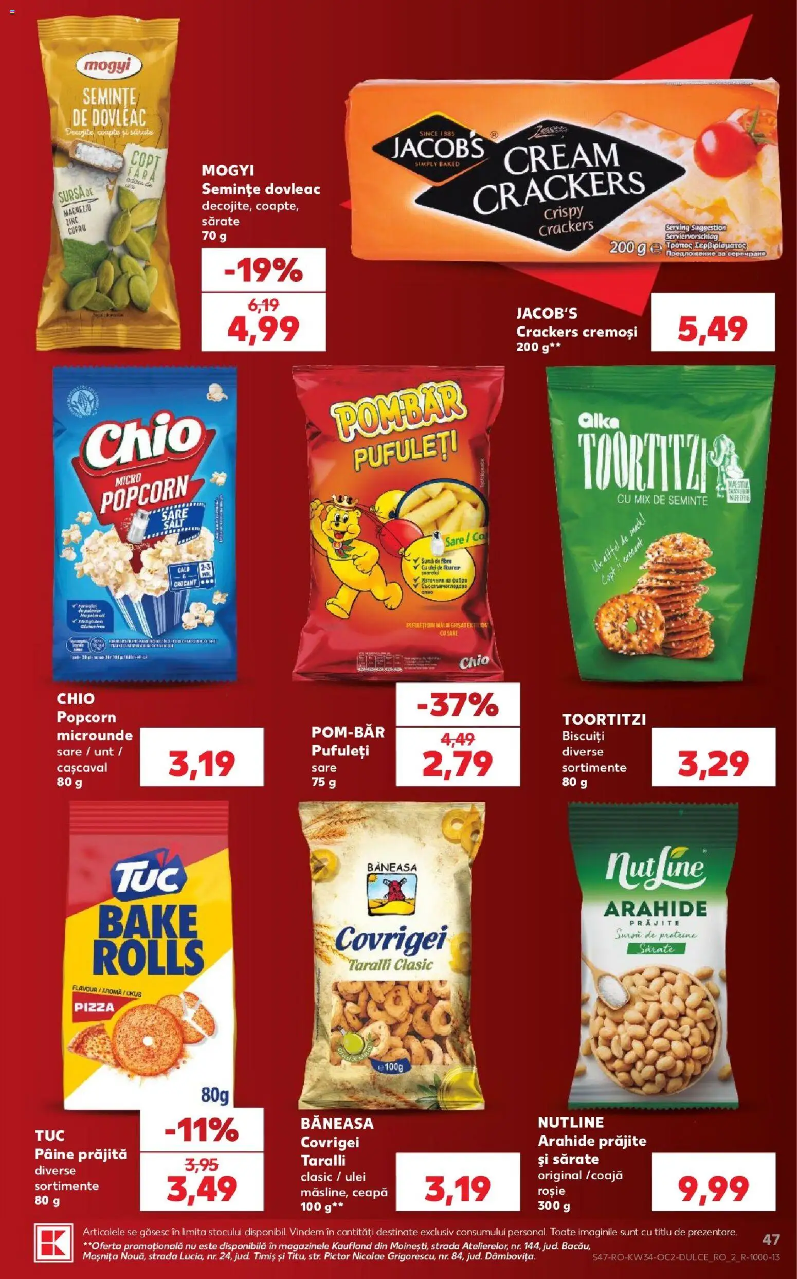 Kaufland RO akciós ujság - amely érvényes a következő dátumtól: 2026.08.19. | Oldal: 47 | Termékek: Chio, Popcorn, Pizza