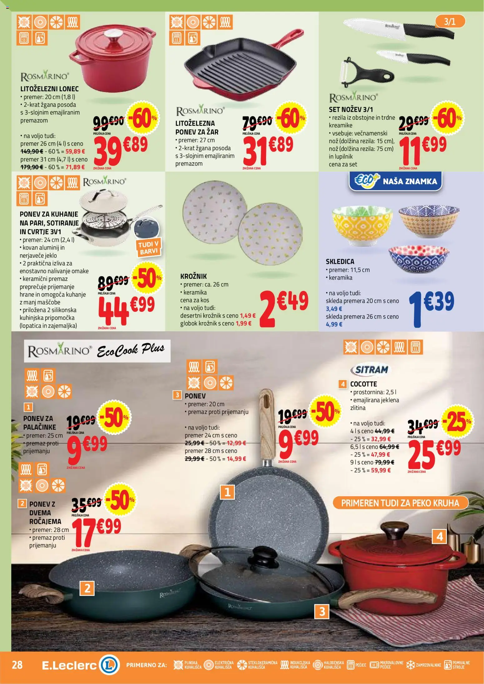 Novi E.leclerc katalog ponudbe – veljaven od 19.08.2026 | Stran: 28 | Izdelki: Omake, Nož, Zar, Kos