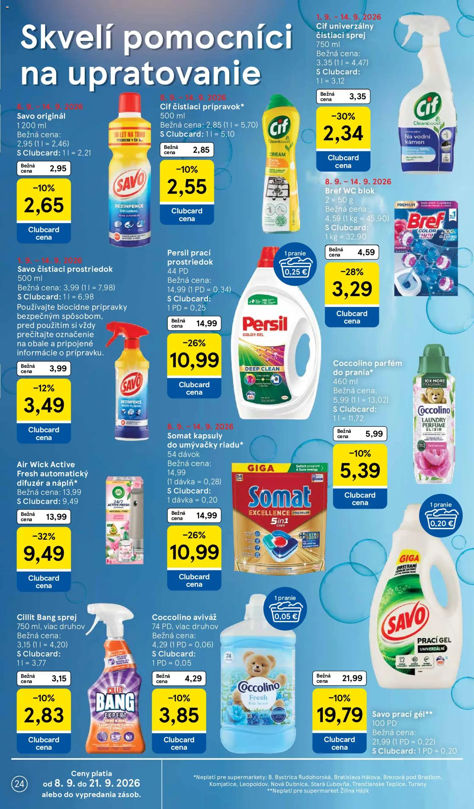 Nové Tesco akcie – leták je platný od 09.09.2026 | Strana: 24 | Produkty: Difúzer, Wc, Savo