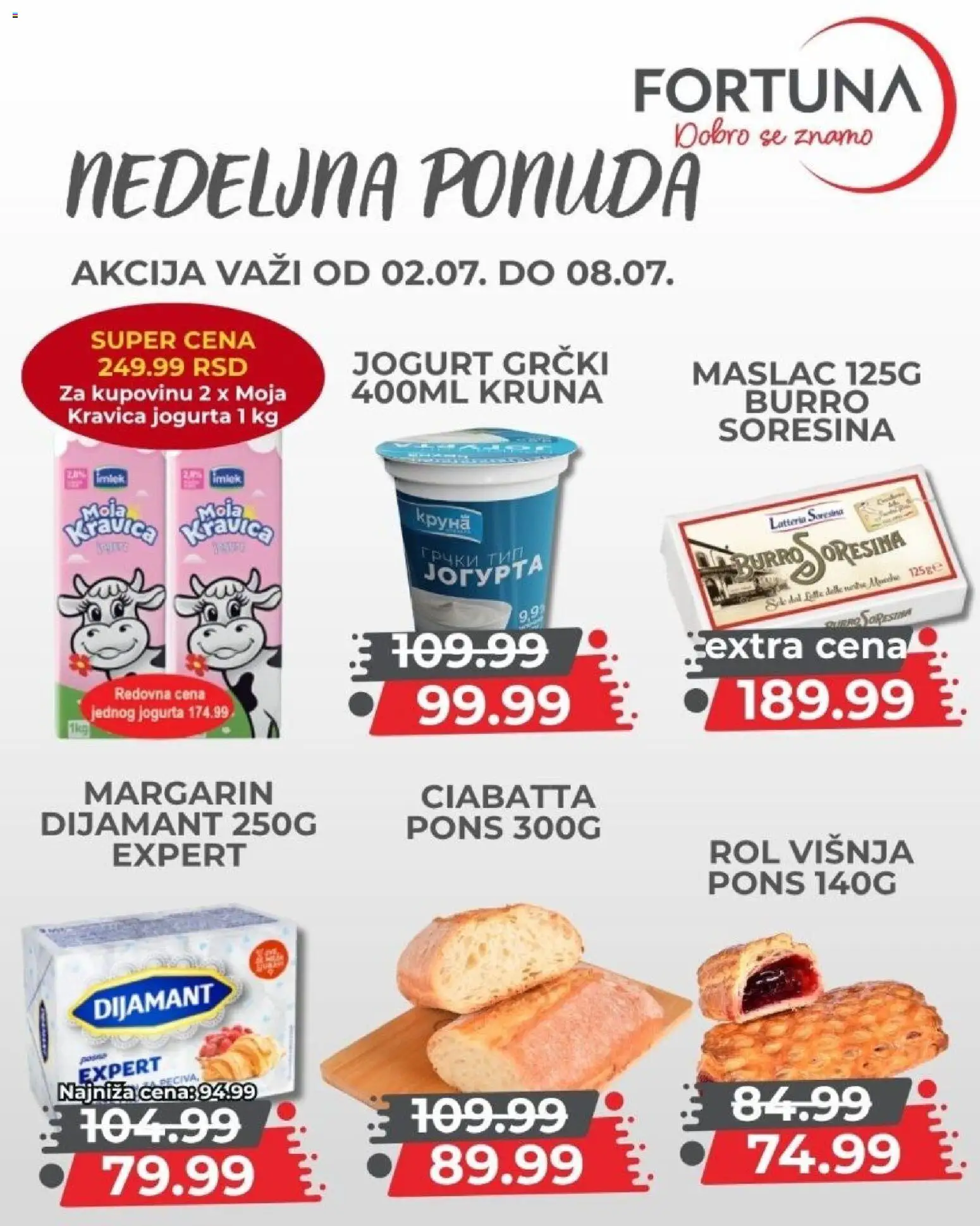 Fortuna Market katalog - važi od 02.07.2026 | Strana: 6 | Proizvode: Maslac, Višnja, Margarin, Jogurt