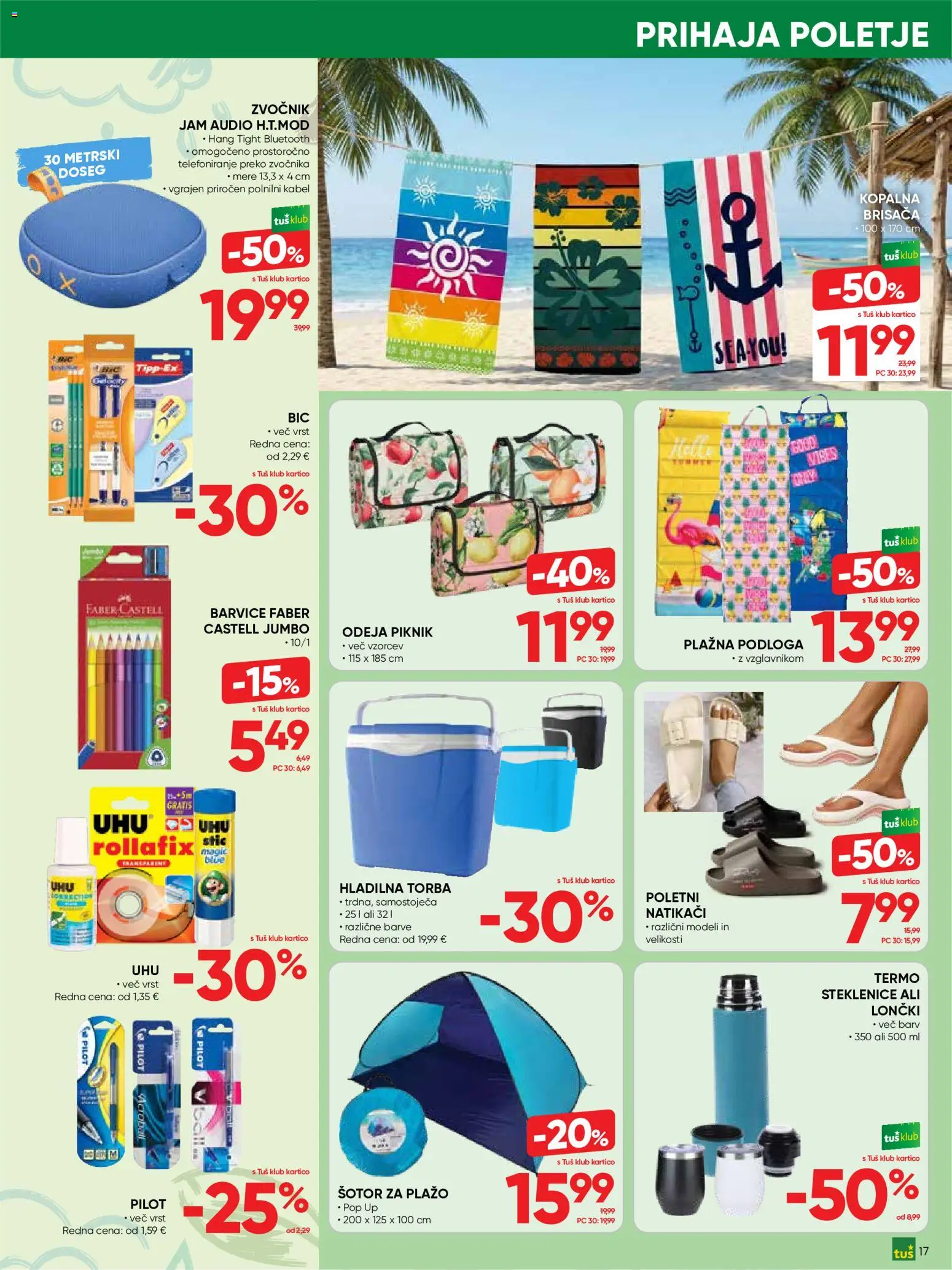 Novi Tuš katalog ponudbe – veljaven od 10.06.2026 | Stran: 17 | Izdelki: Kabel, Barvice, Brisača, Natikaci