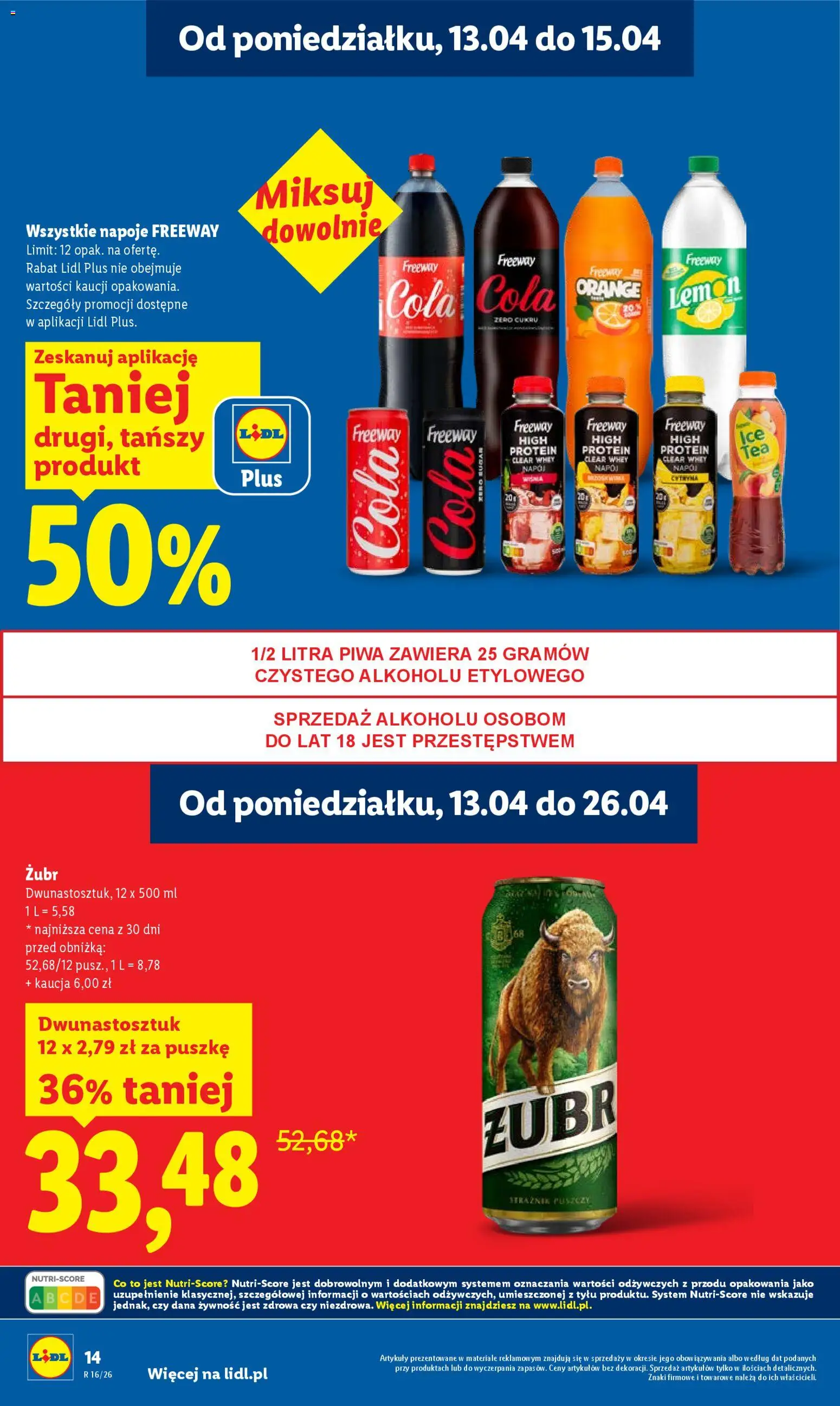 Lidl gazetka od 13.04.2026 | Strona: 14 | Produkty: Cytryna, Brzoskwinia, Ice Tea, Napoje