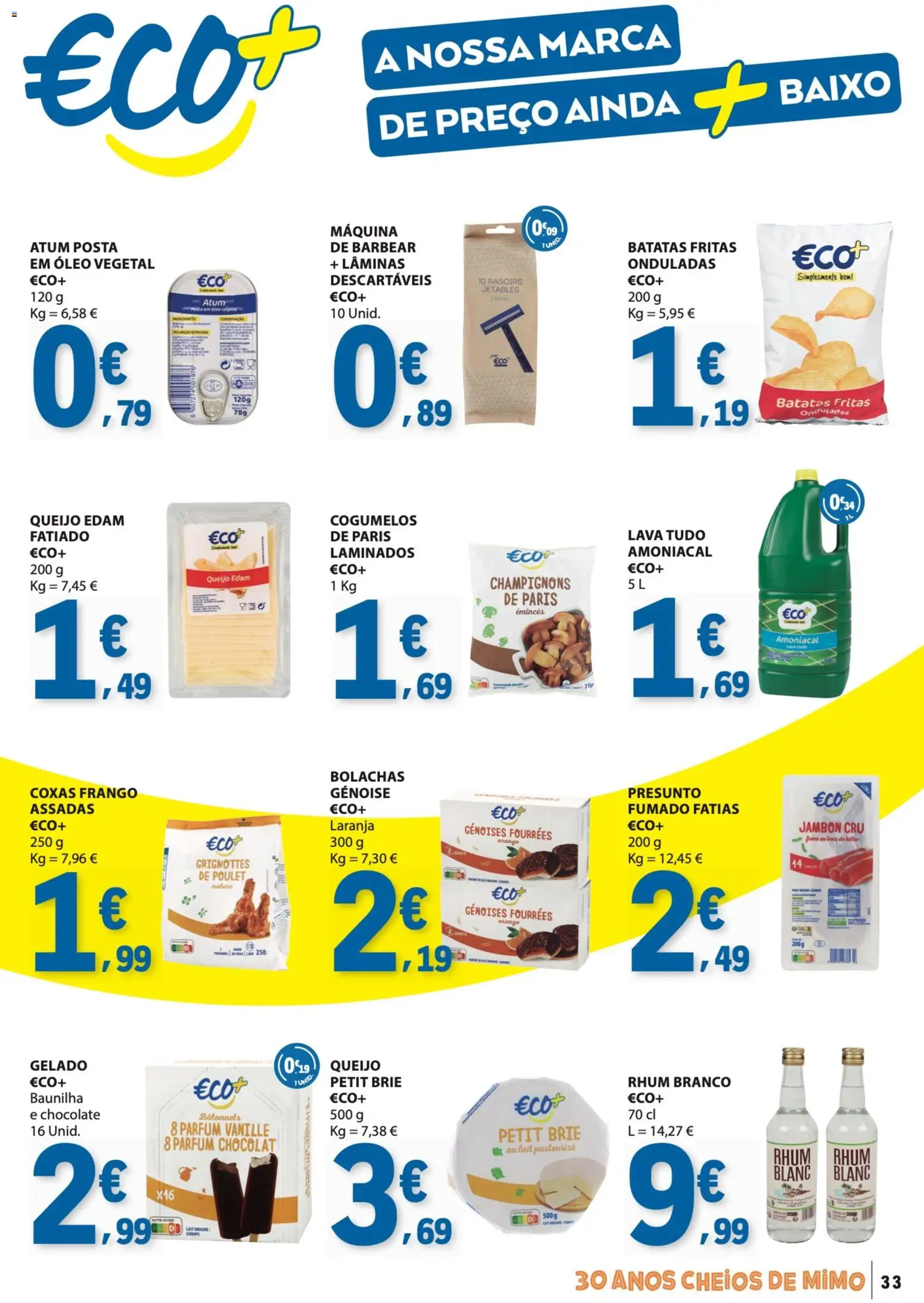 E.Leclerc folheto │ válido de 30.04.2026 | Página: 33 | Produtos: Máquina de barbear, Gelado, Queijo, Chocolate