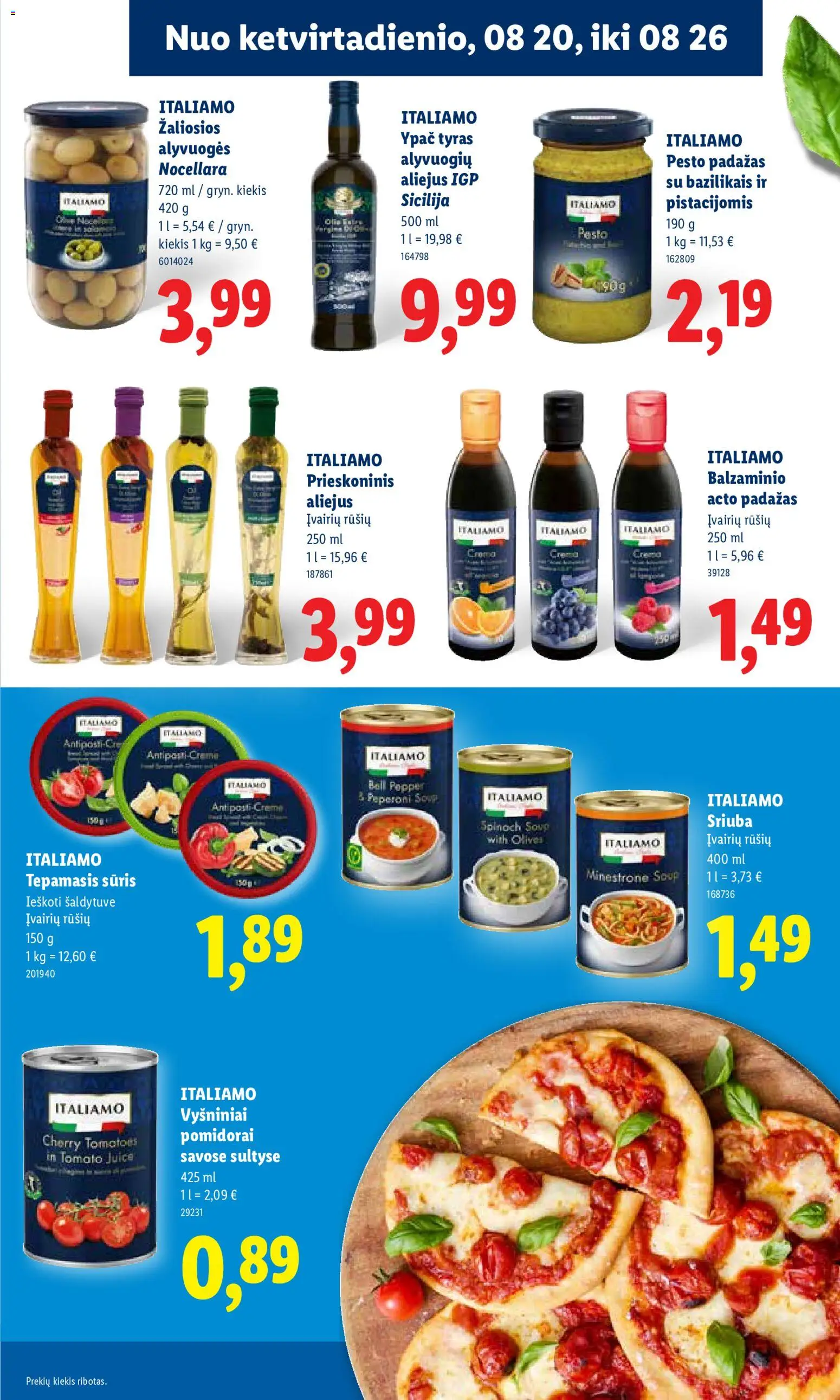 LIDL akcijos nuo 2026.08.17 | Puslapis: 27 | Prekių: Sūris, Aliejus, Pomidorai, Padažas